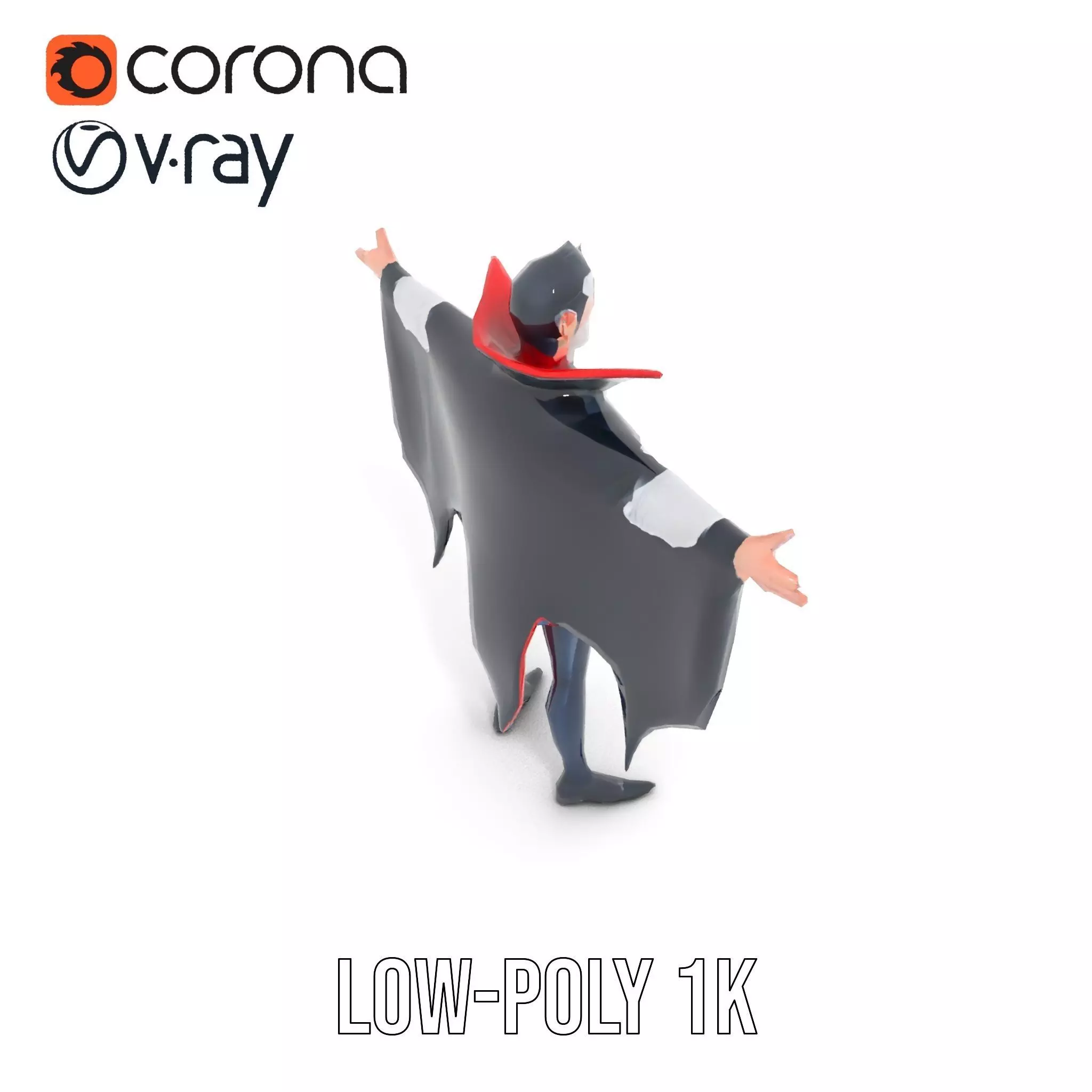 Vampire Character Model Pack with Cape Low-poly 3D model_13