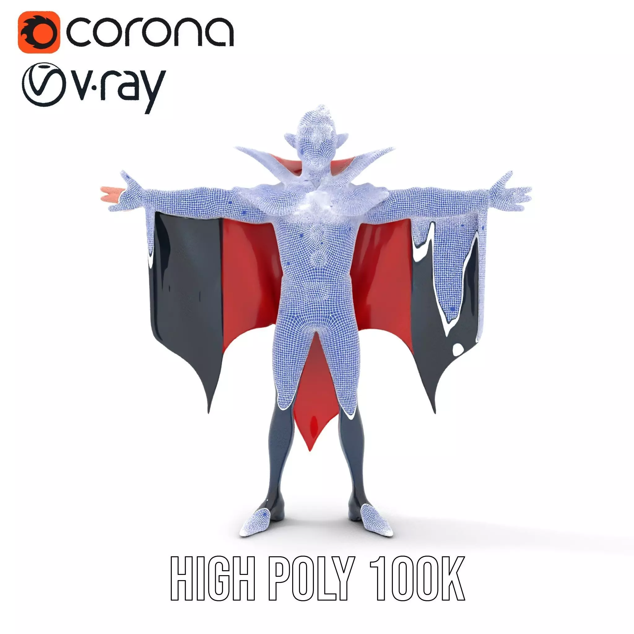 Vampire Character Model Pack with Cape Low-poly 3D model_31