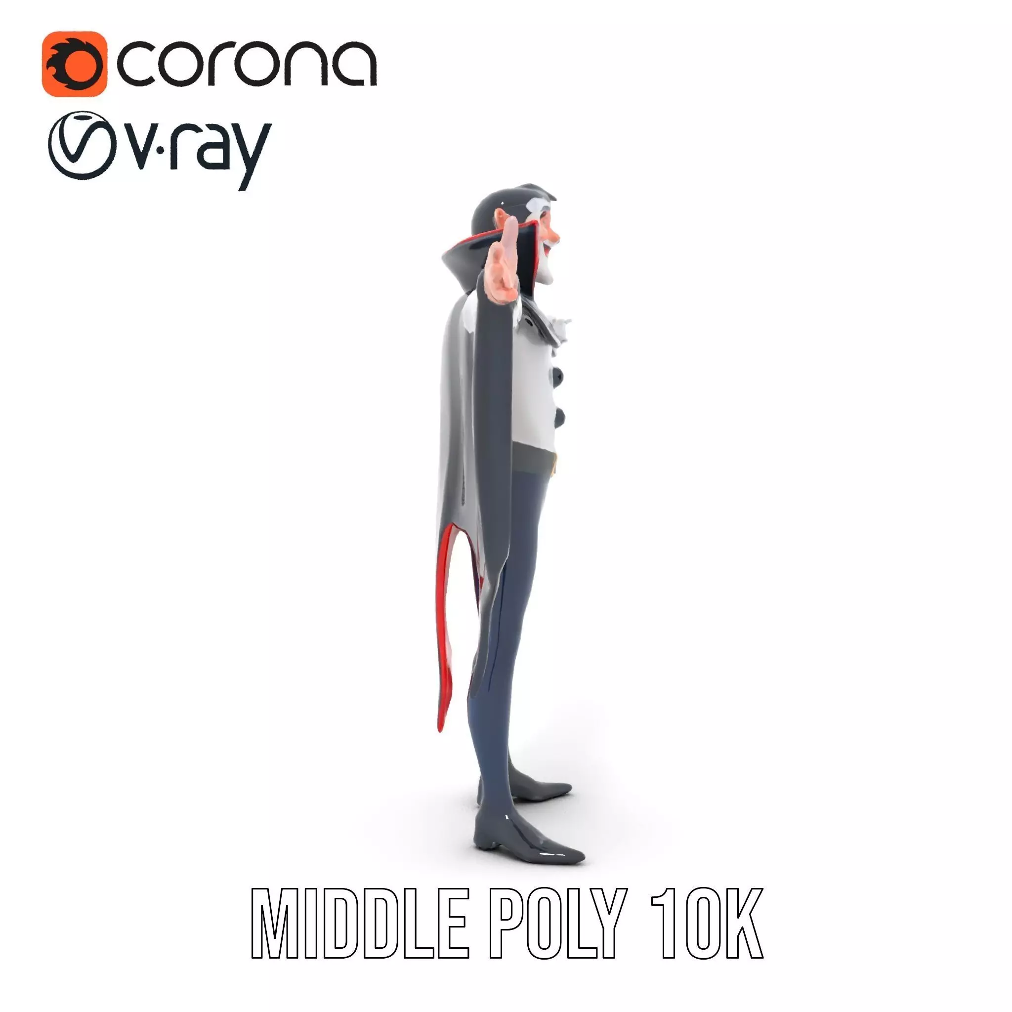 Vampire Character Model Pack with Cape Low-poly 3D model_29