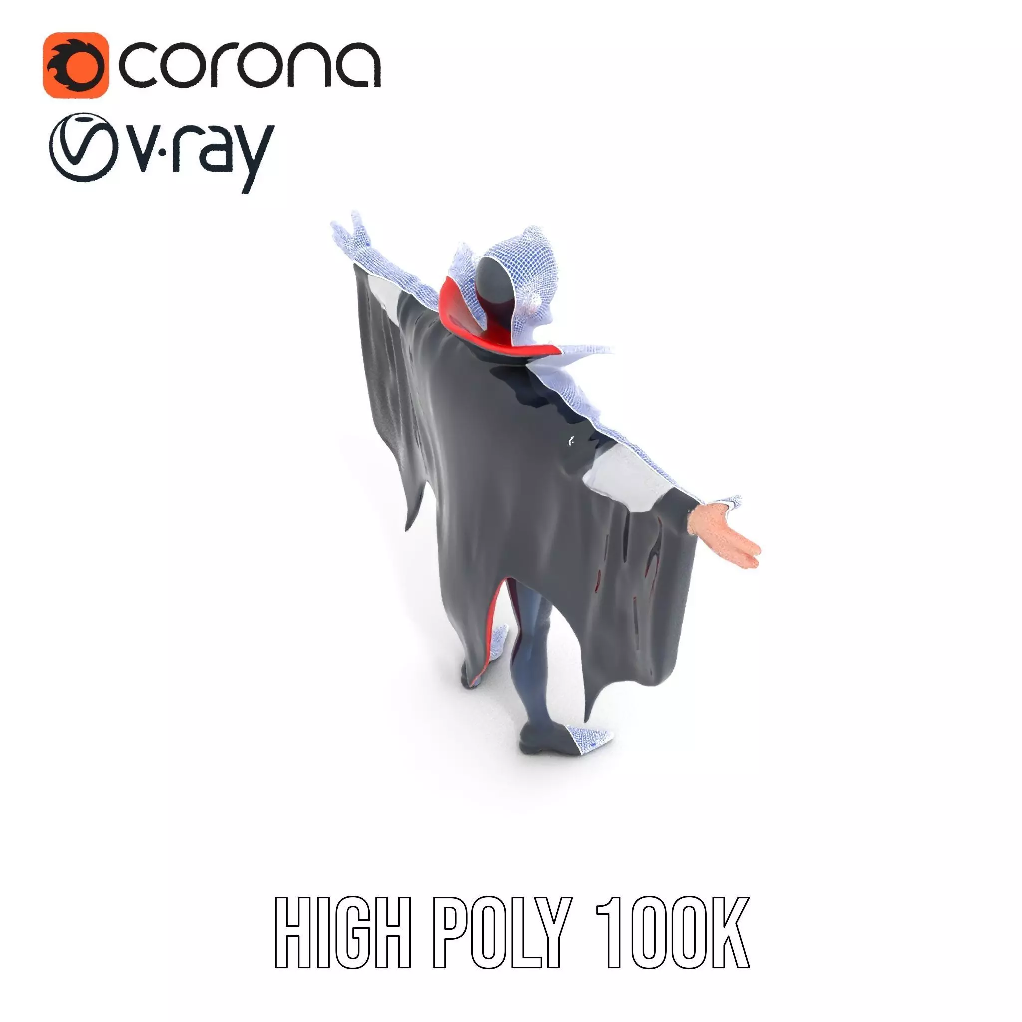 Vampire Character Model Pack with Cape Low-poly 3D model_33