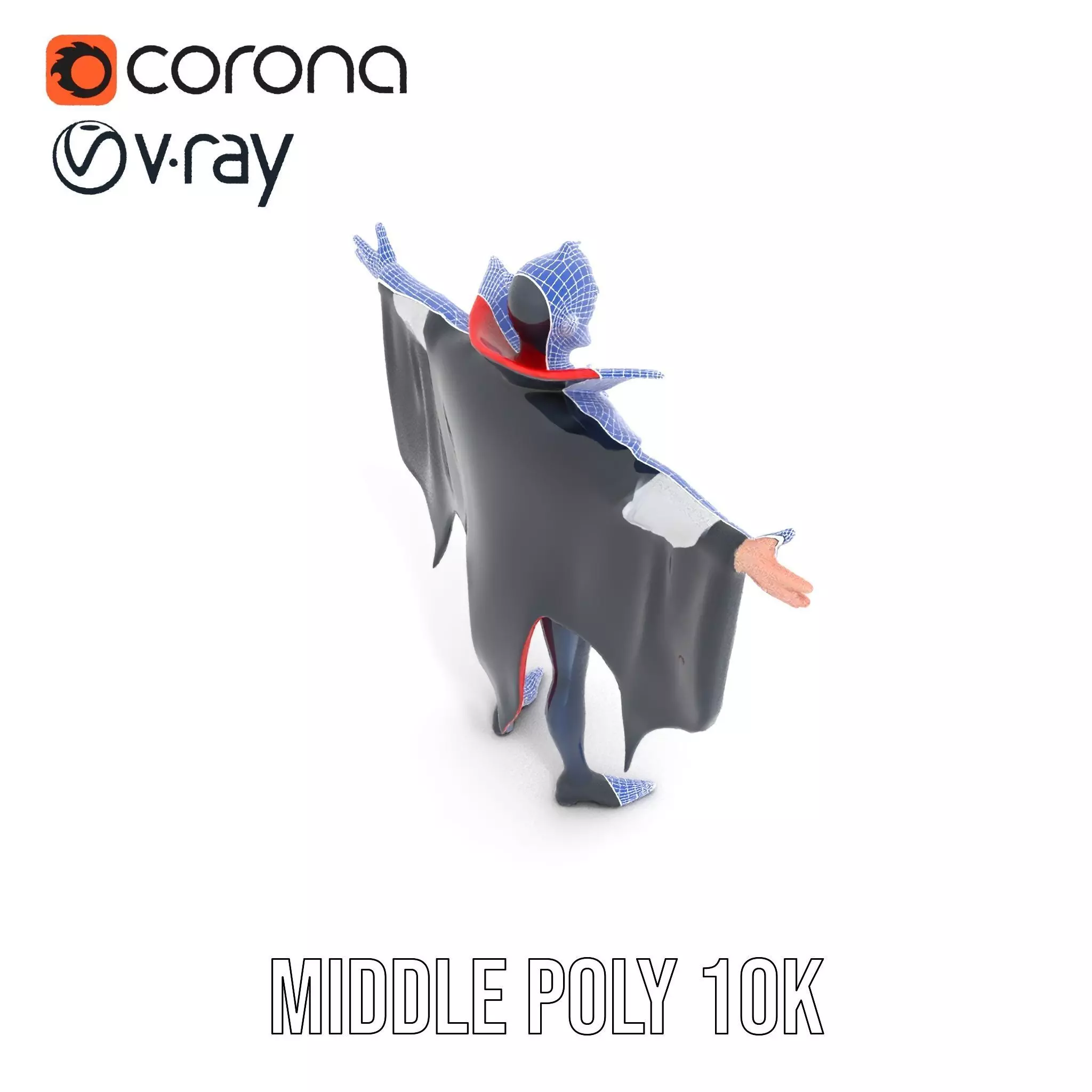 Vampire Character Model Pack with Cape Low-poly 3D model_6
