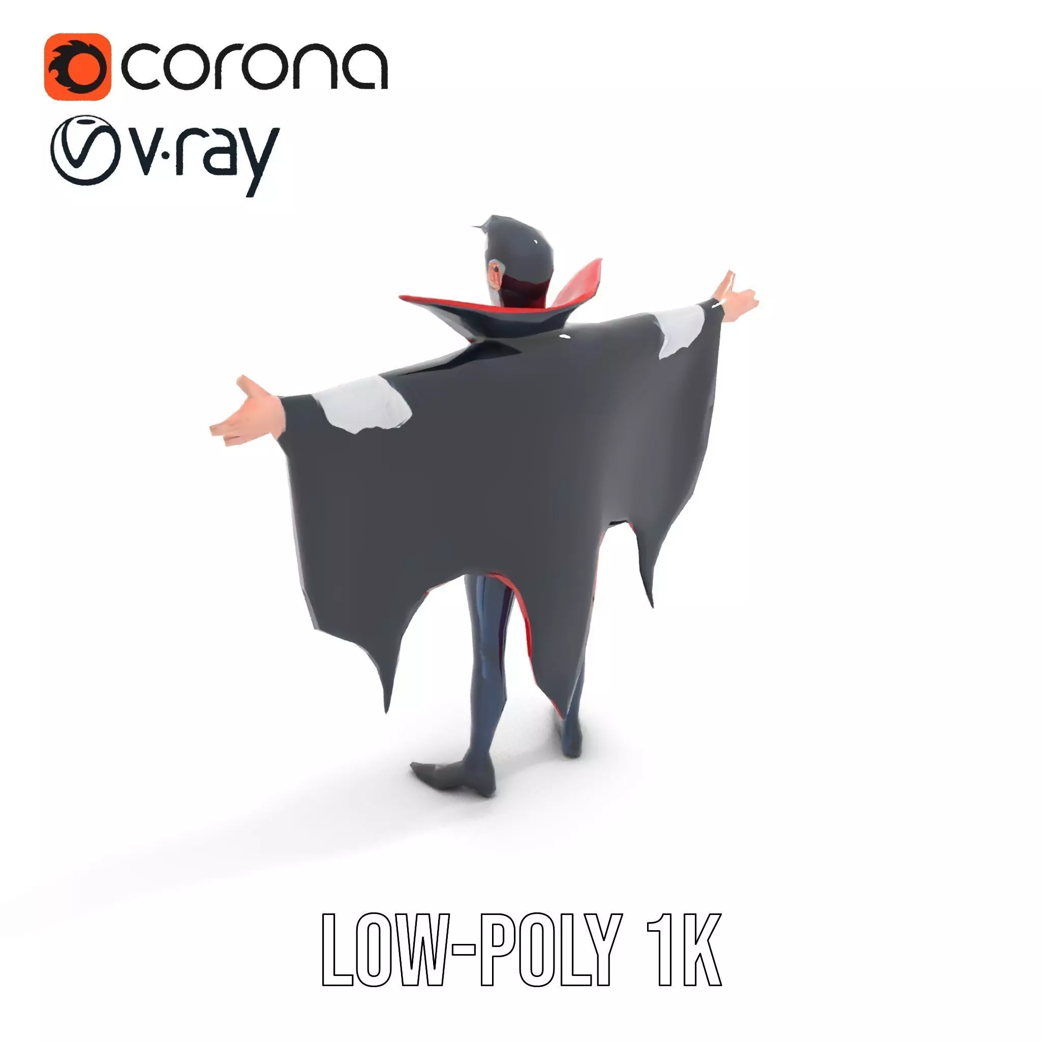 Vampire Character Model Pack with Cape Low-poly 3D model_15