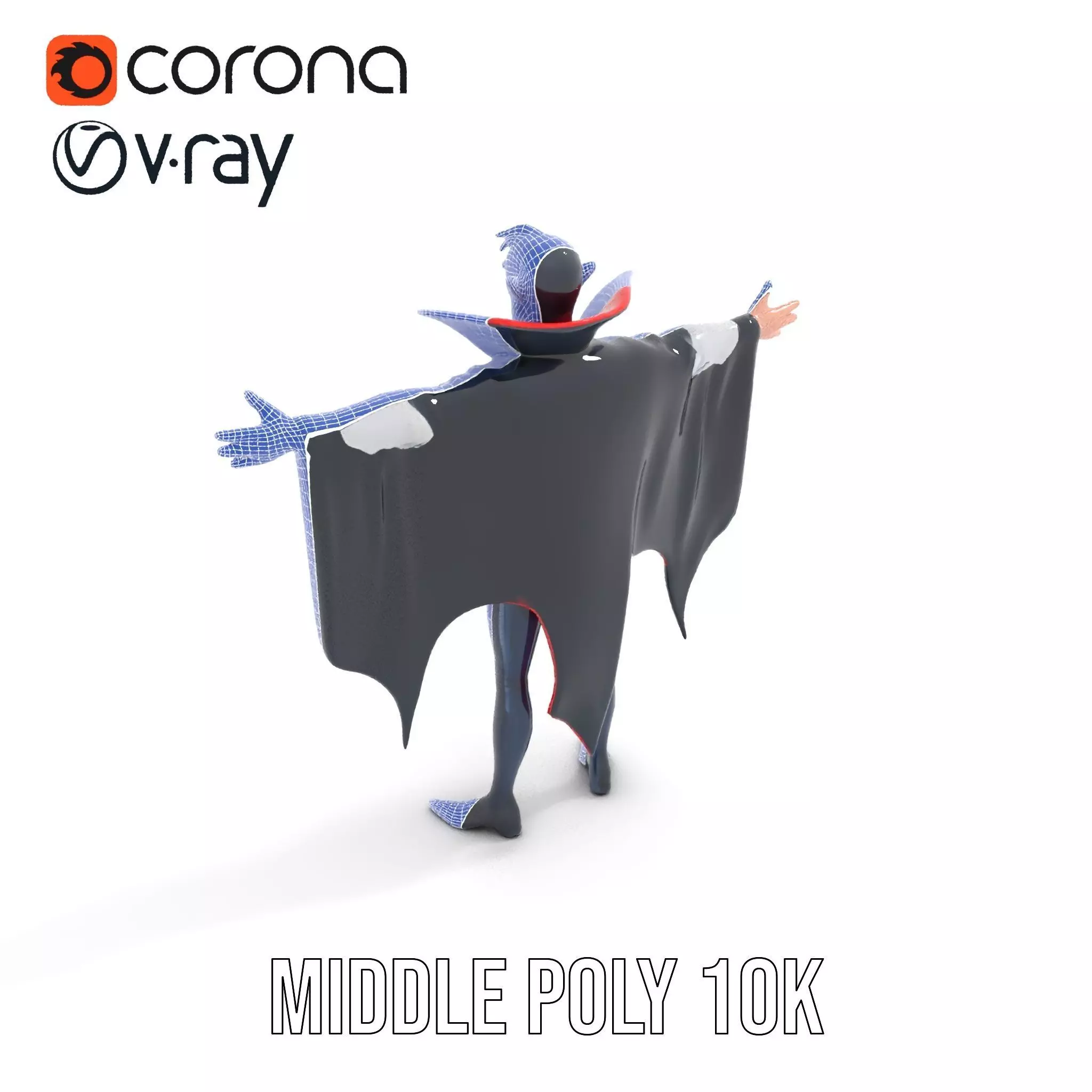 Vampire Character Model Pack with Cape Low-poly 3D model_20