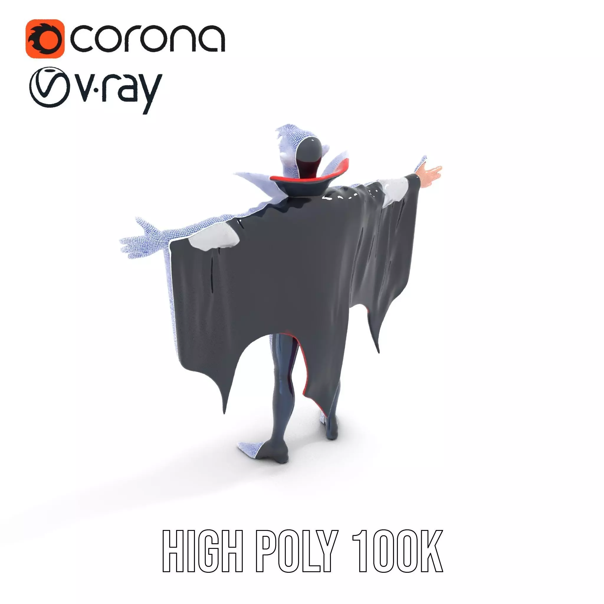 Vampire Character Model Pack with Cape Low-poly 3D model_34