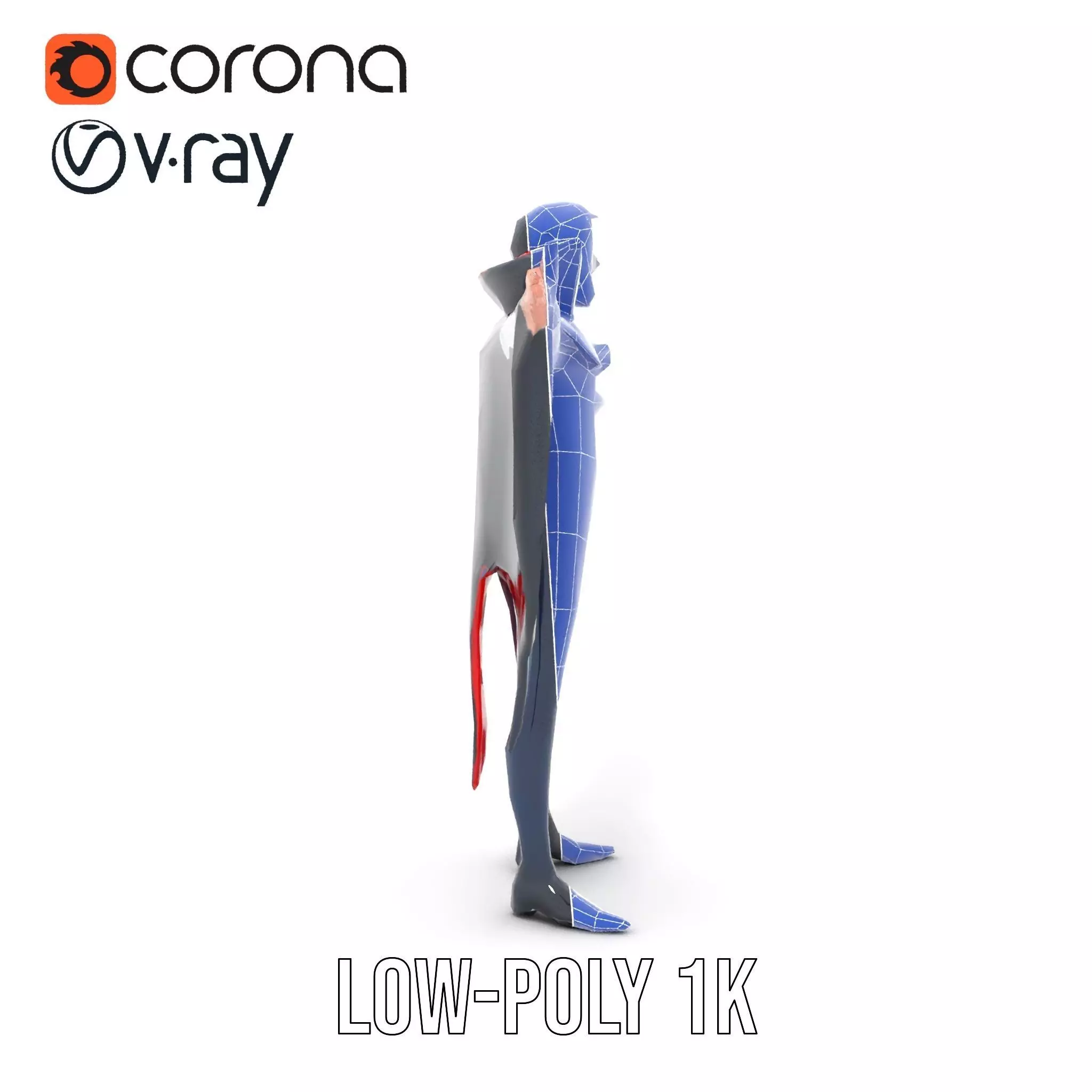 Vampire Character Model Pack with Cape Low-poly 3D model_10