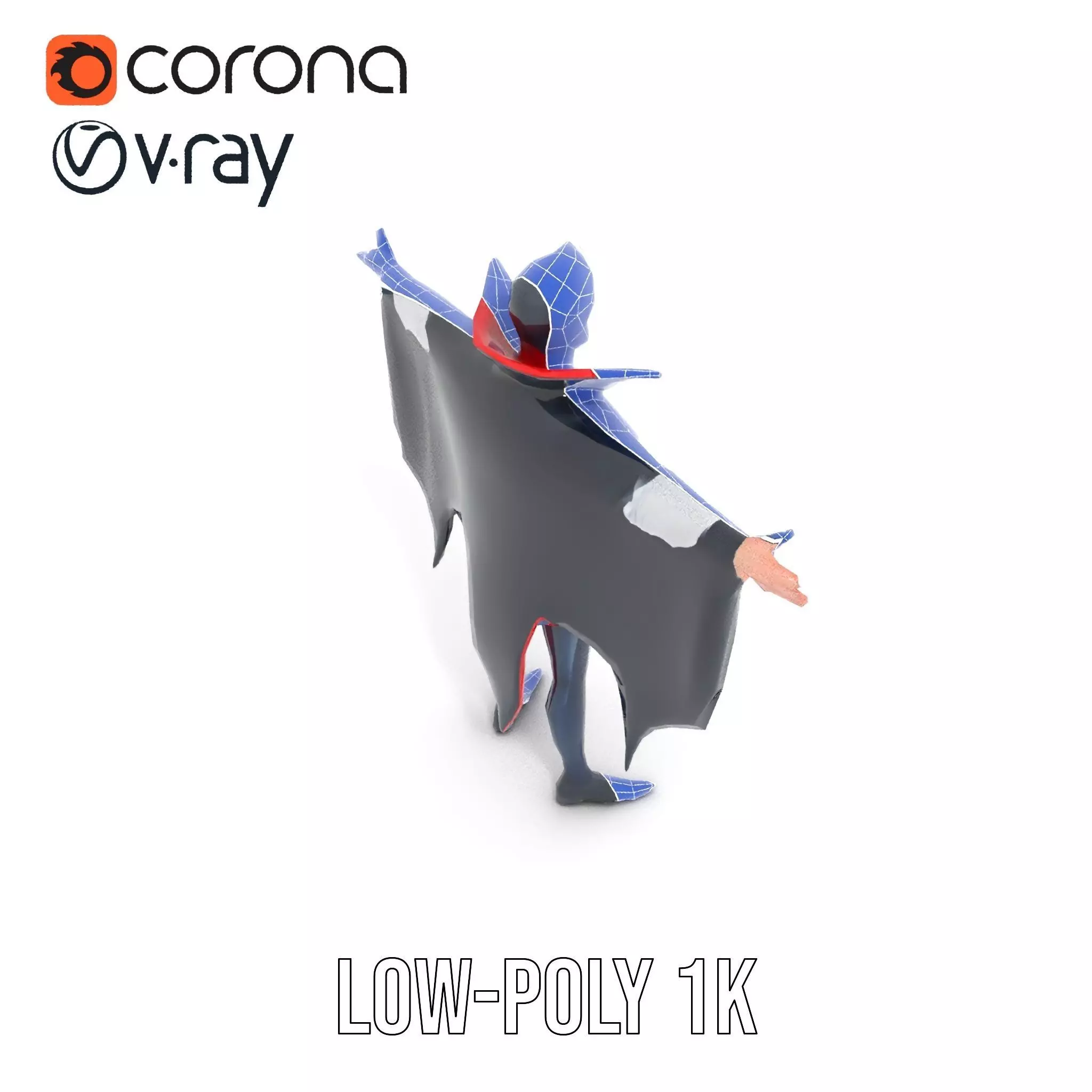 Vampire Character Model Pack with Cape Low-poly 3D model_18