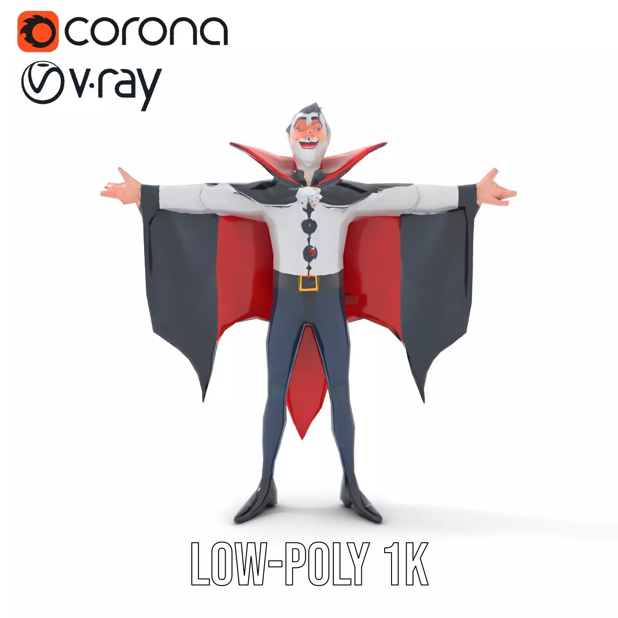 Vampire Character Model Pack with Cape Low-poly 3D model_7