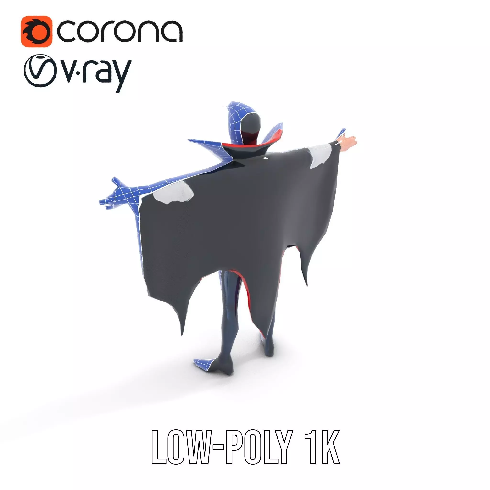 Vampire Character Model Pack with Cape Low-poly 3D model_24