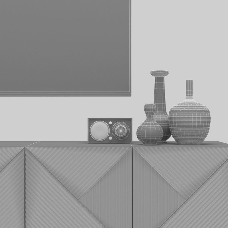 West elm media console 3D model_4
