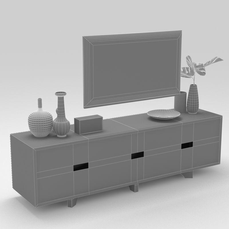 West elm media console 3D model_5