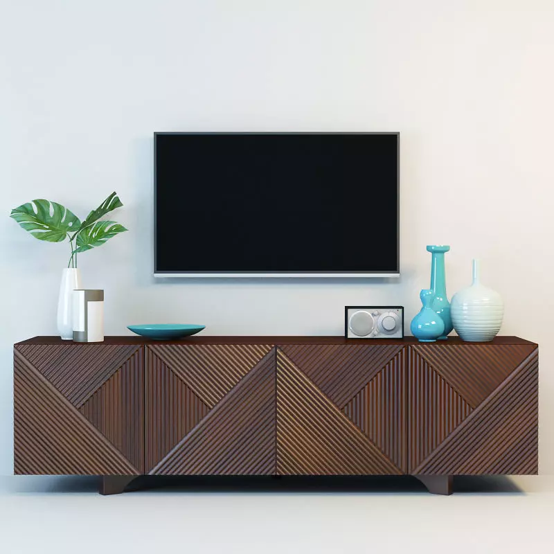 West elm media console 3D model_0