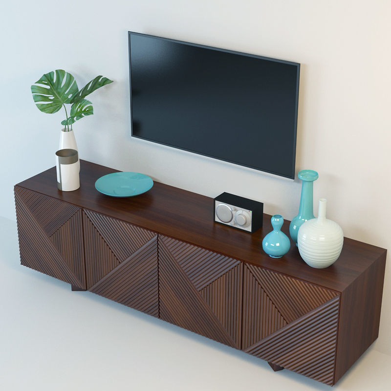 West elm media console 3D model_1