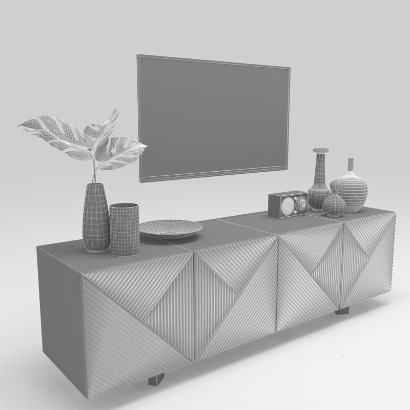 West elm media console 3D model_3