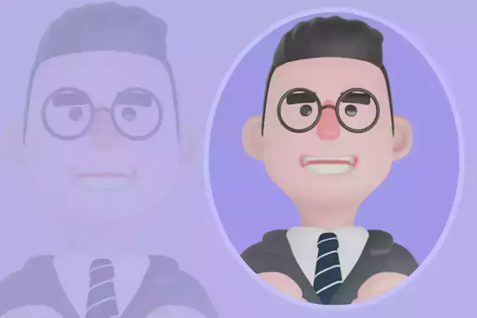 Stylized 3D Male Teacher Character - Cartoon Confident Pose