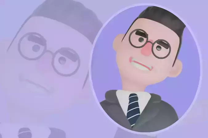 Stylized 3D Male Teacher Character - Cartoon Confused Pose 3D model