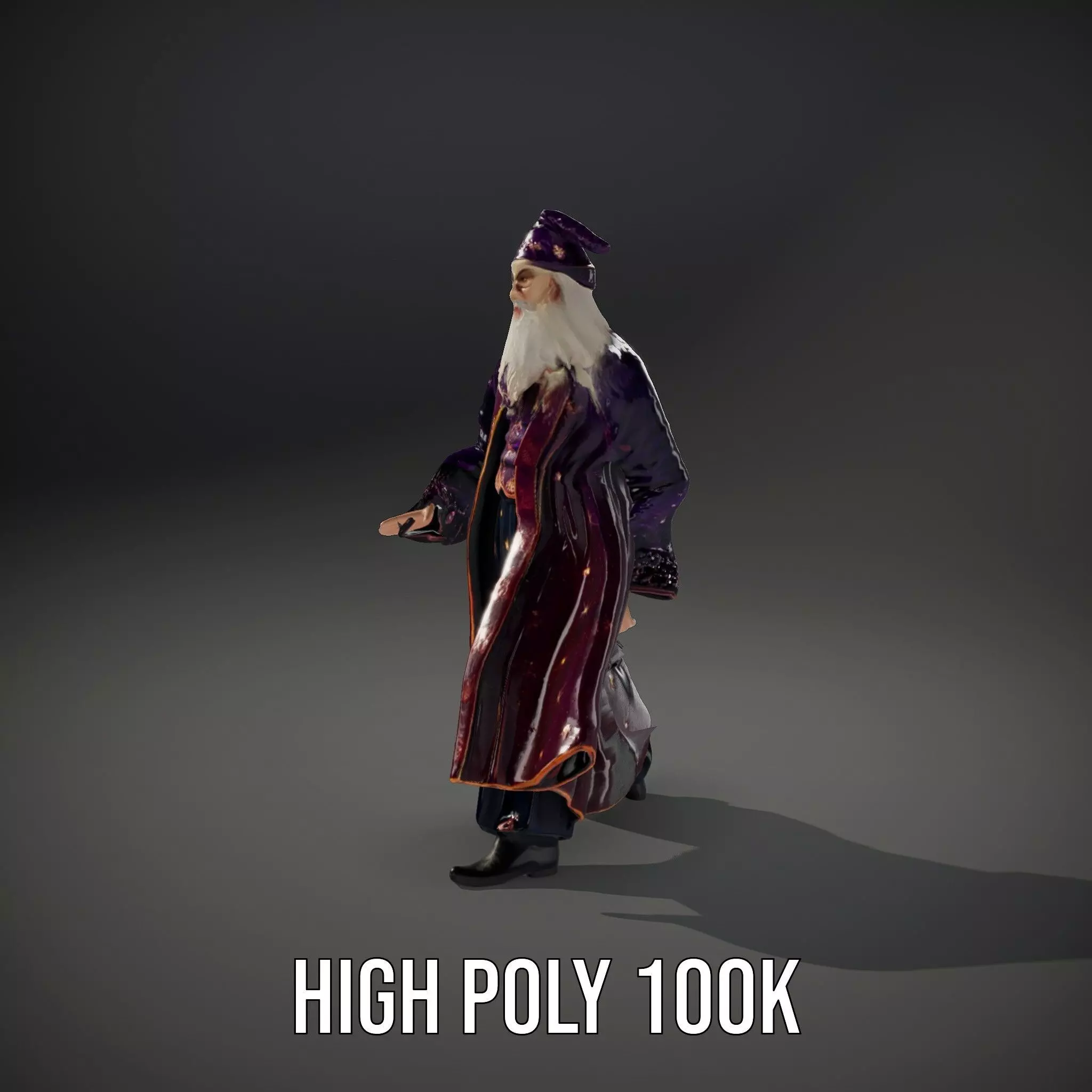 Wizard Character Model Pack with Starry Robe Design Low-poly 3D model_33