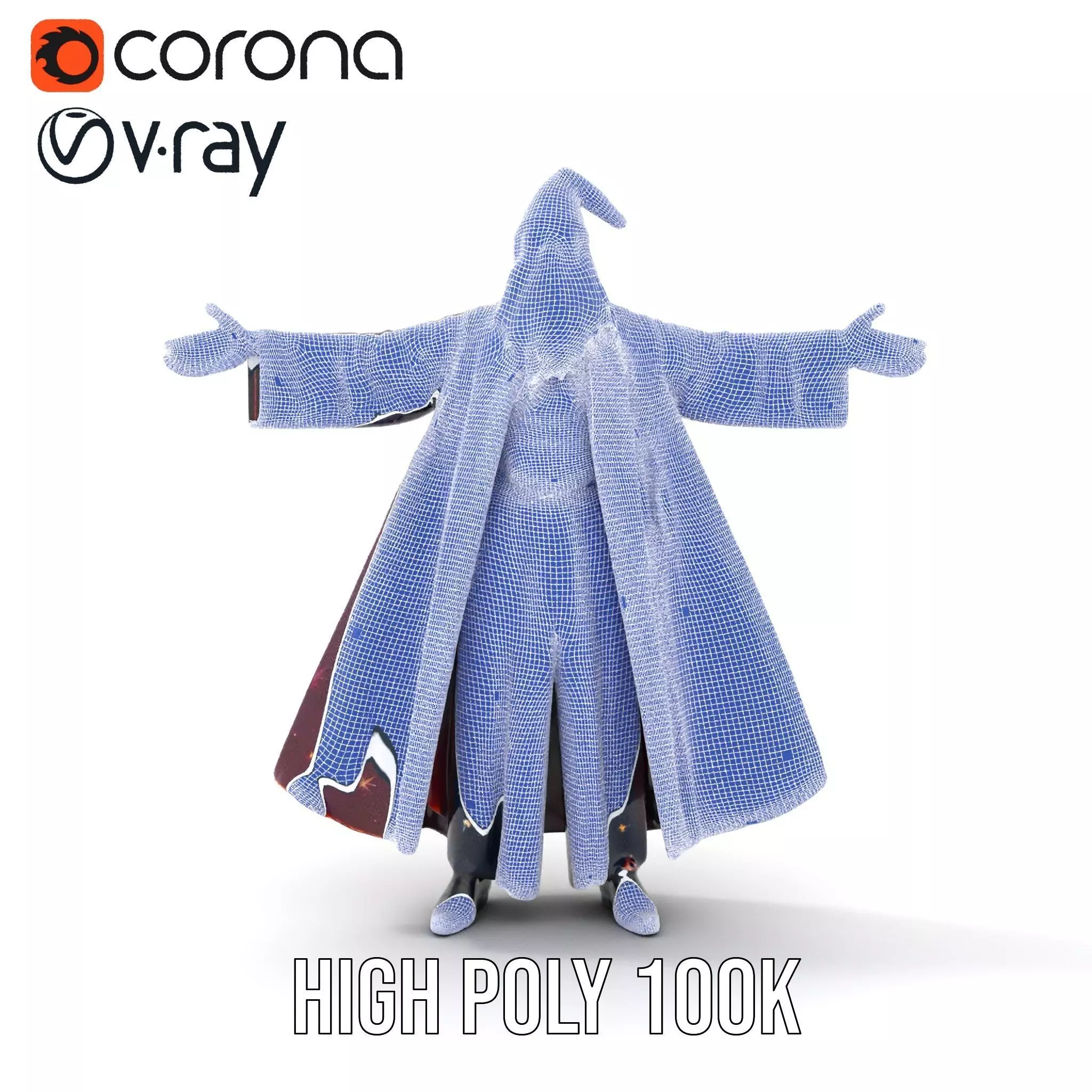 Wizard Character Model Pack with Starry Robe Design Low-poly 3D model_28