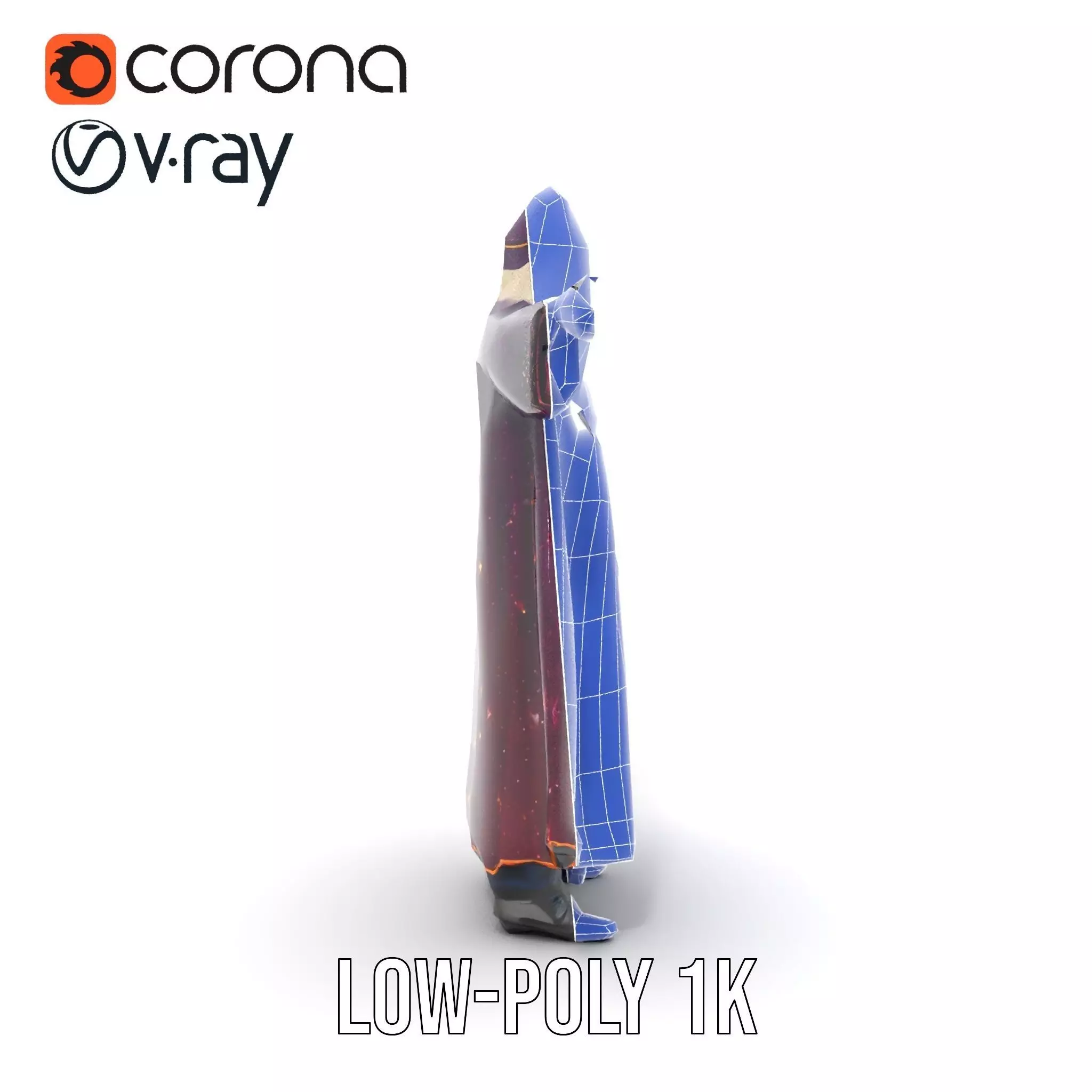 Wizard Character Model Pack with Starry Robe Design Low-poly 3D model_13