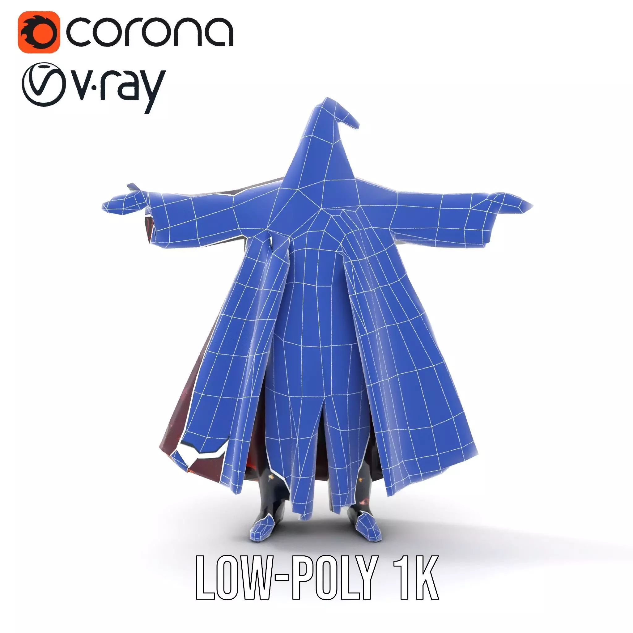 Wizard Character Model Pack with Starry Robe Design Low-poly 3D model_27