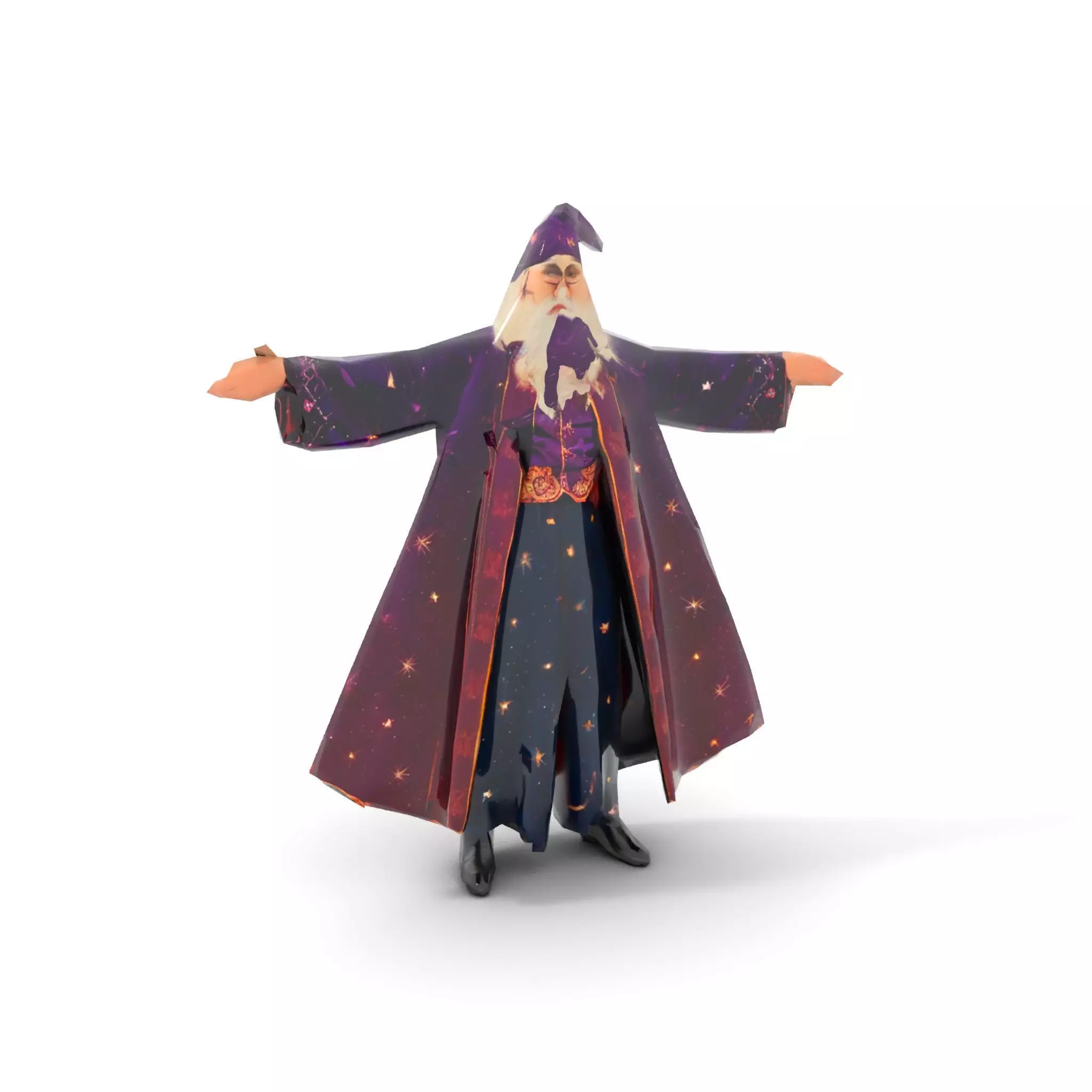 Wizard Character Model Pack with Starry Robe Design Low-poly 3D model_7