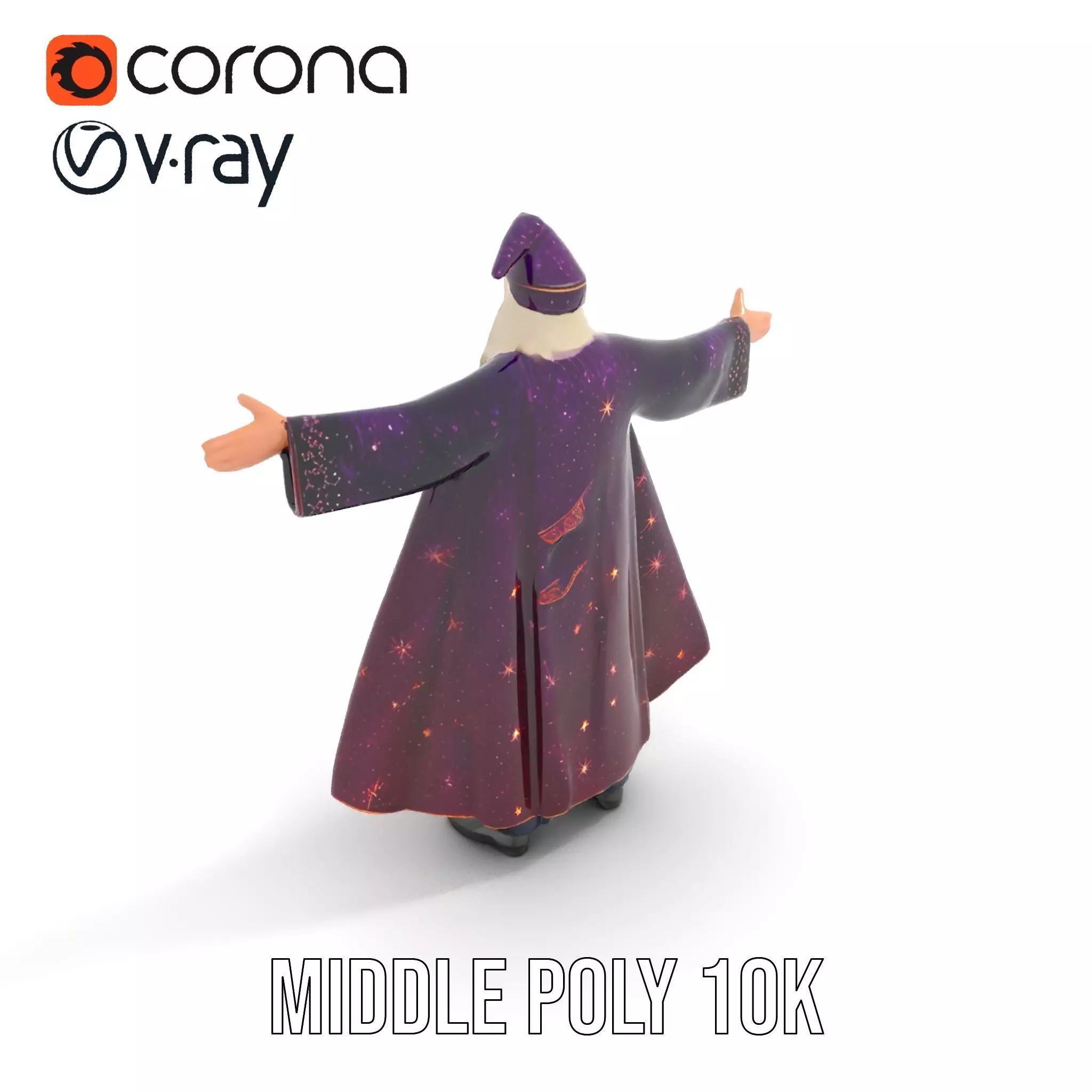 Wizard Character Model Pack with Starry Robe Design Low-poly 3D model_15