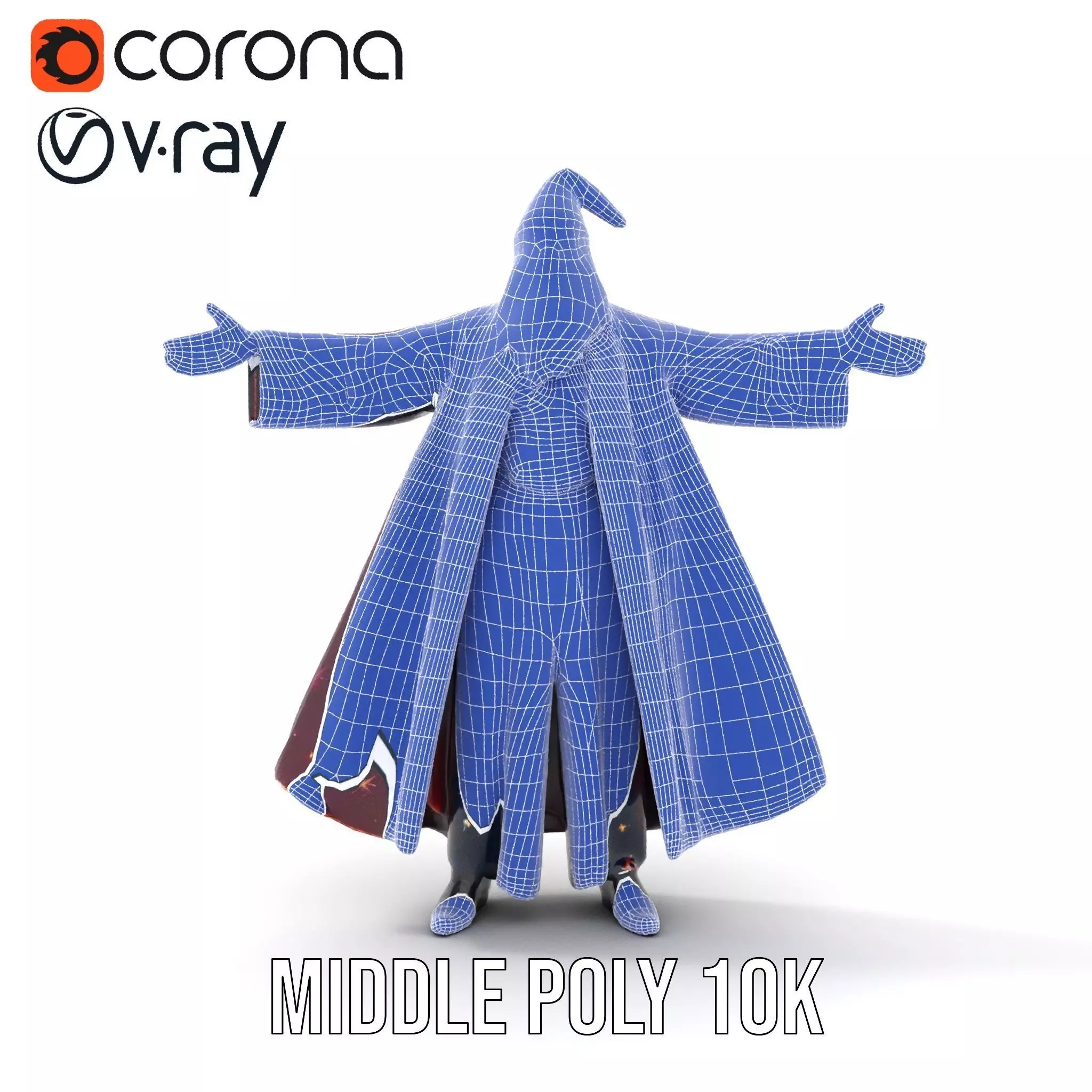 Wizard Character Model Pack with Starry Robe Design Low-poly 3D model_12