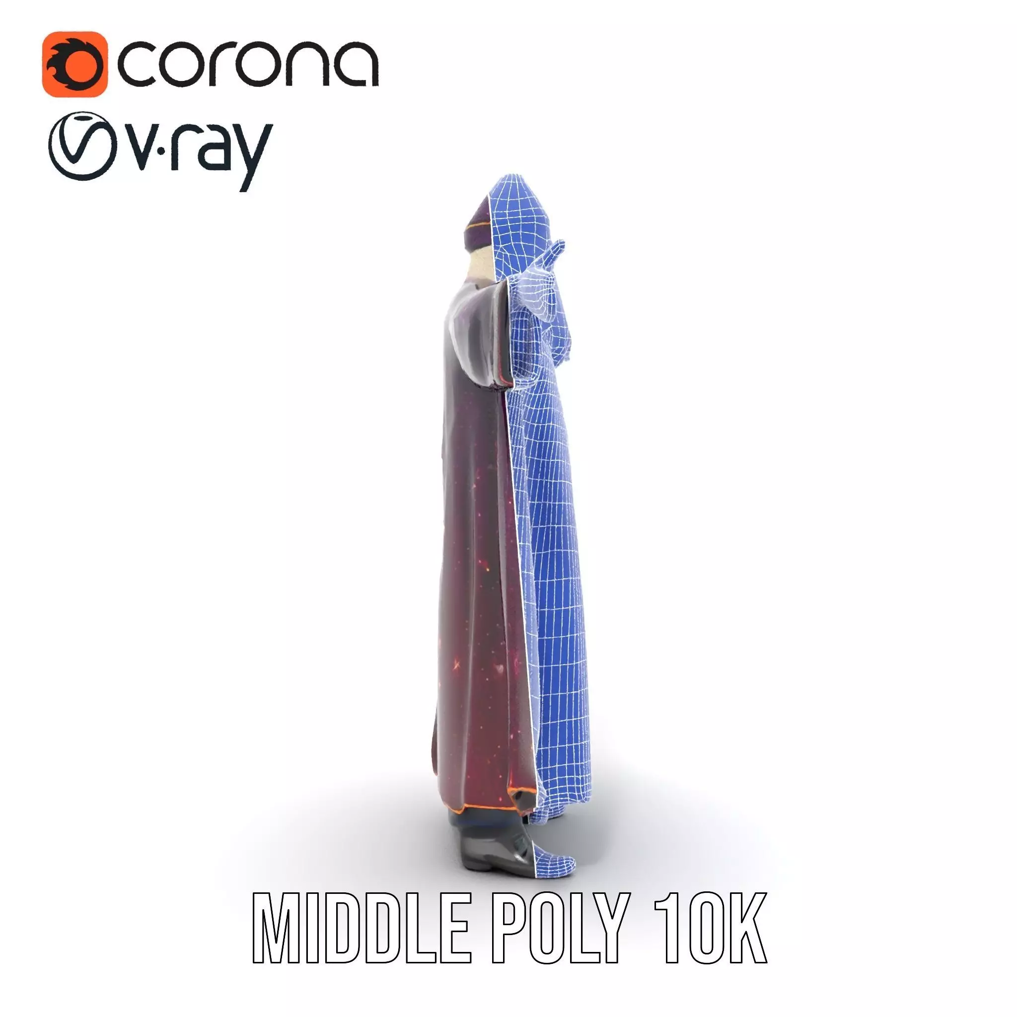 Wizard Character Model Pack with Starry Robe Design Low-poly 3D model_20