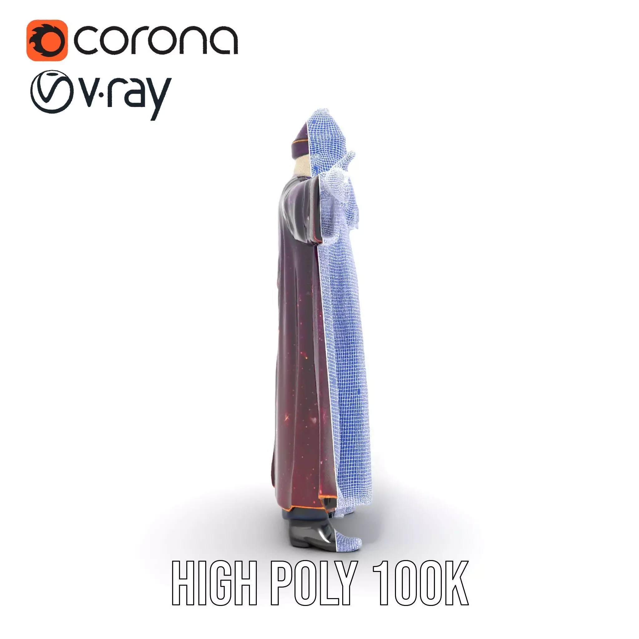 Wizard Character Model Pack with Starry Robe Design Low-poly 3D model_31