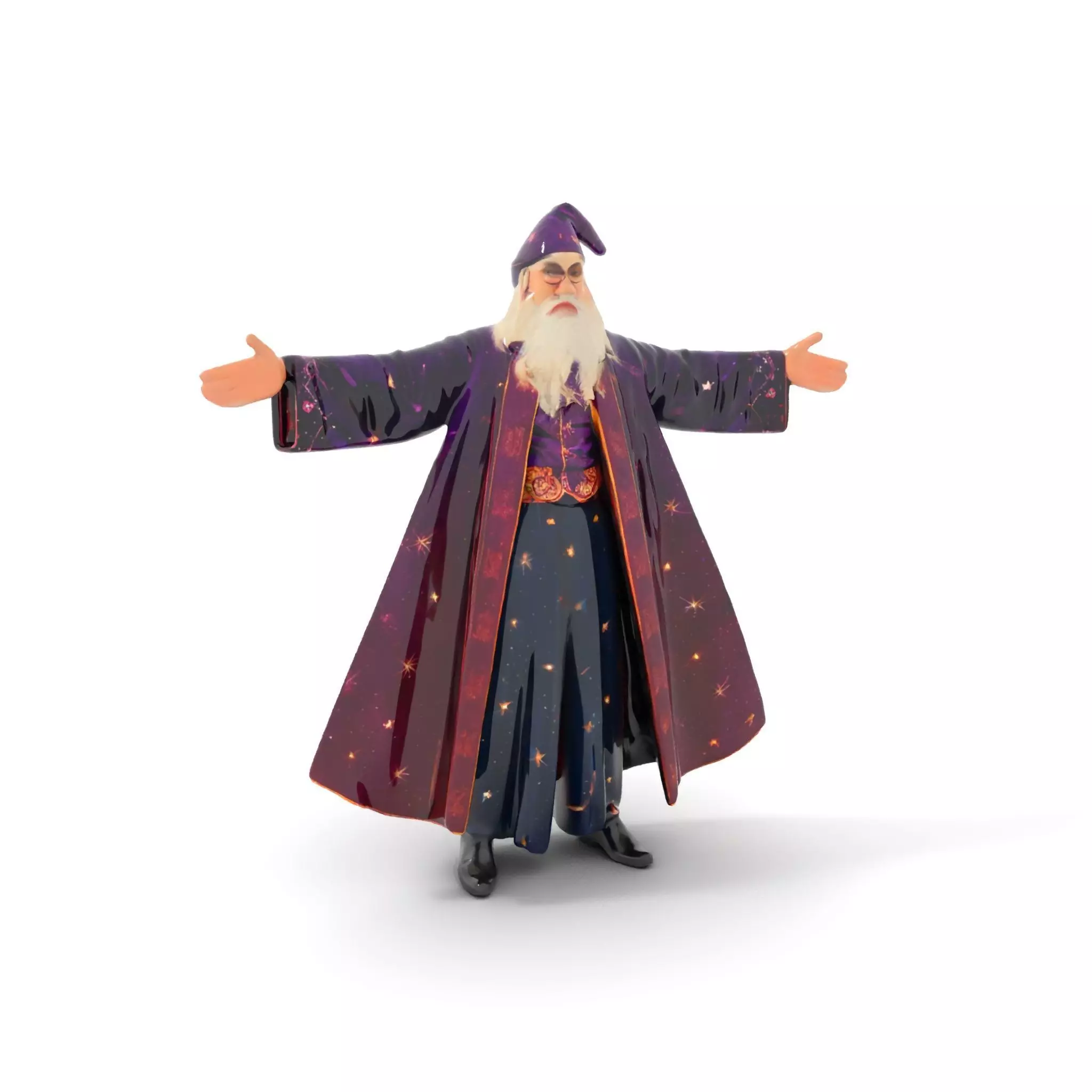 Wizard Character Model Pack with Starry Robe Design Low-poly 3D model_0