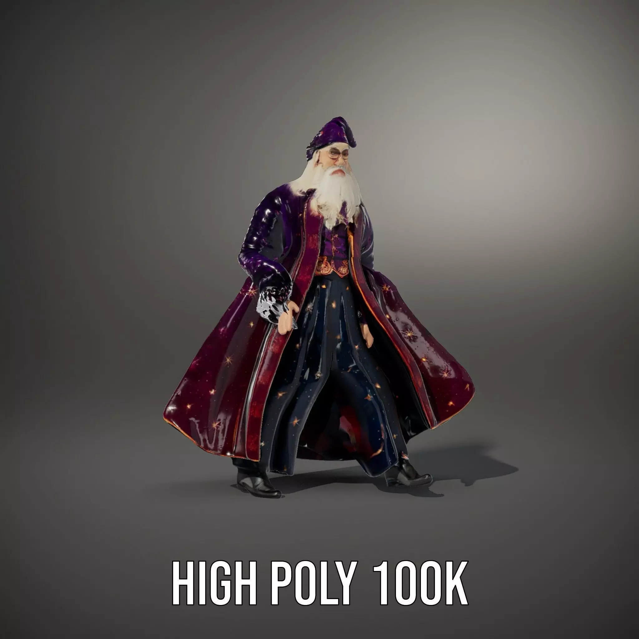 Wizard Character Model Pack with Starry Robe Design Low-poly 3D model_34