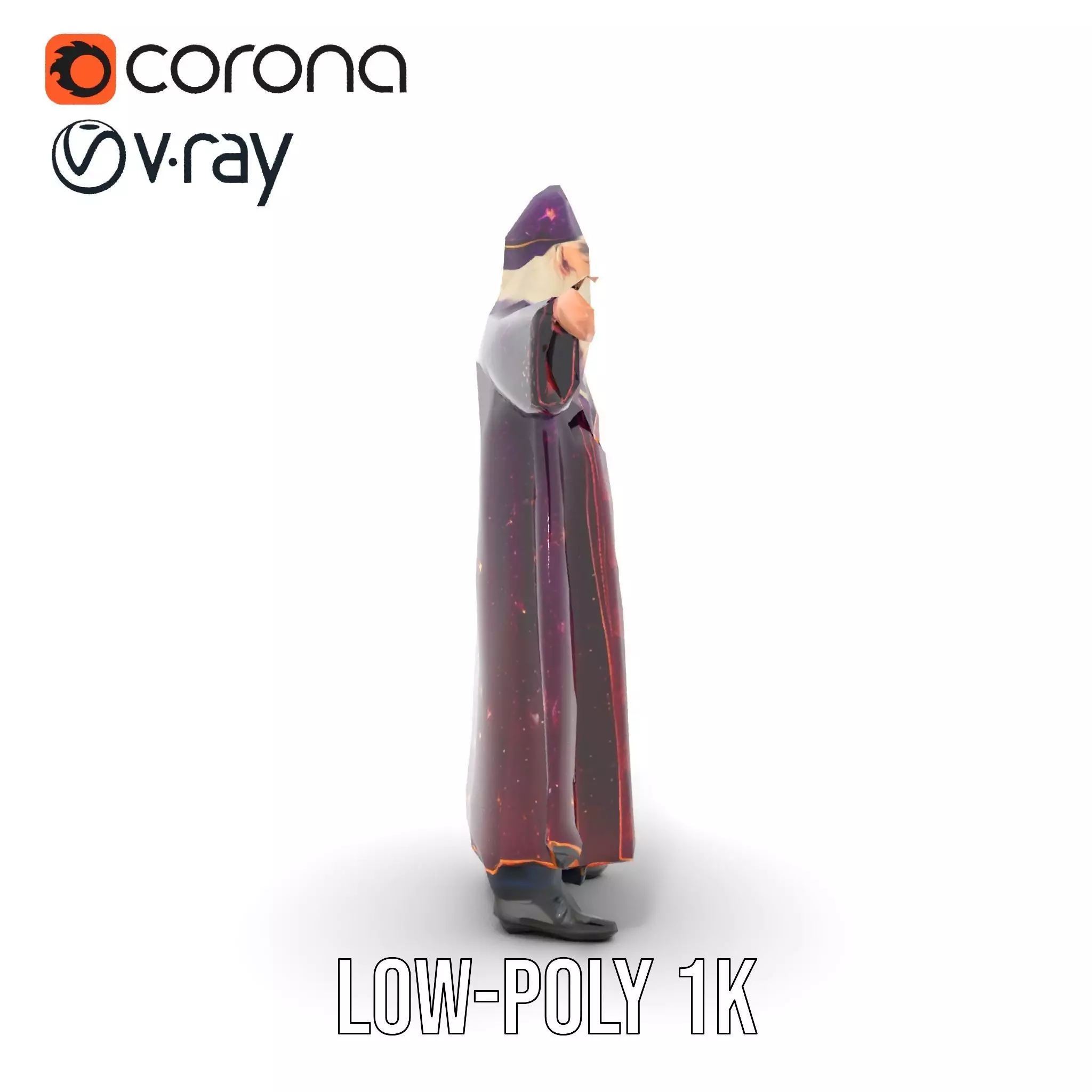 Wizard Character Model Pack with Starry Robe Design Low-poly 3D model_16
