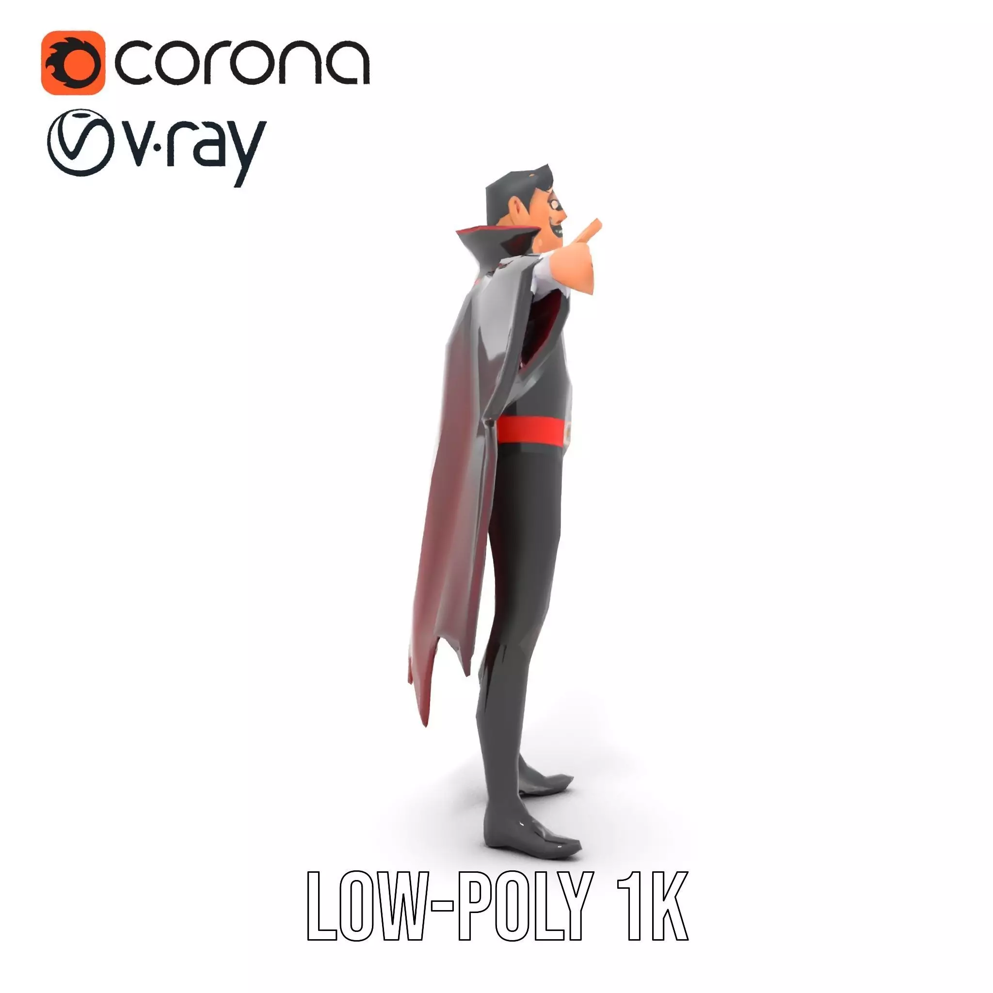 Vampire Character Model Pack with Iconic Cape Design Low-poly 3D model_7