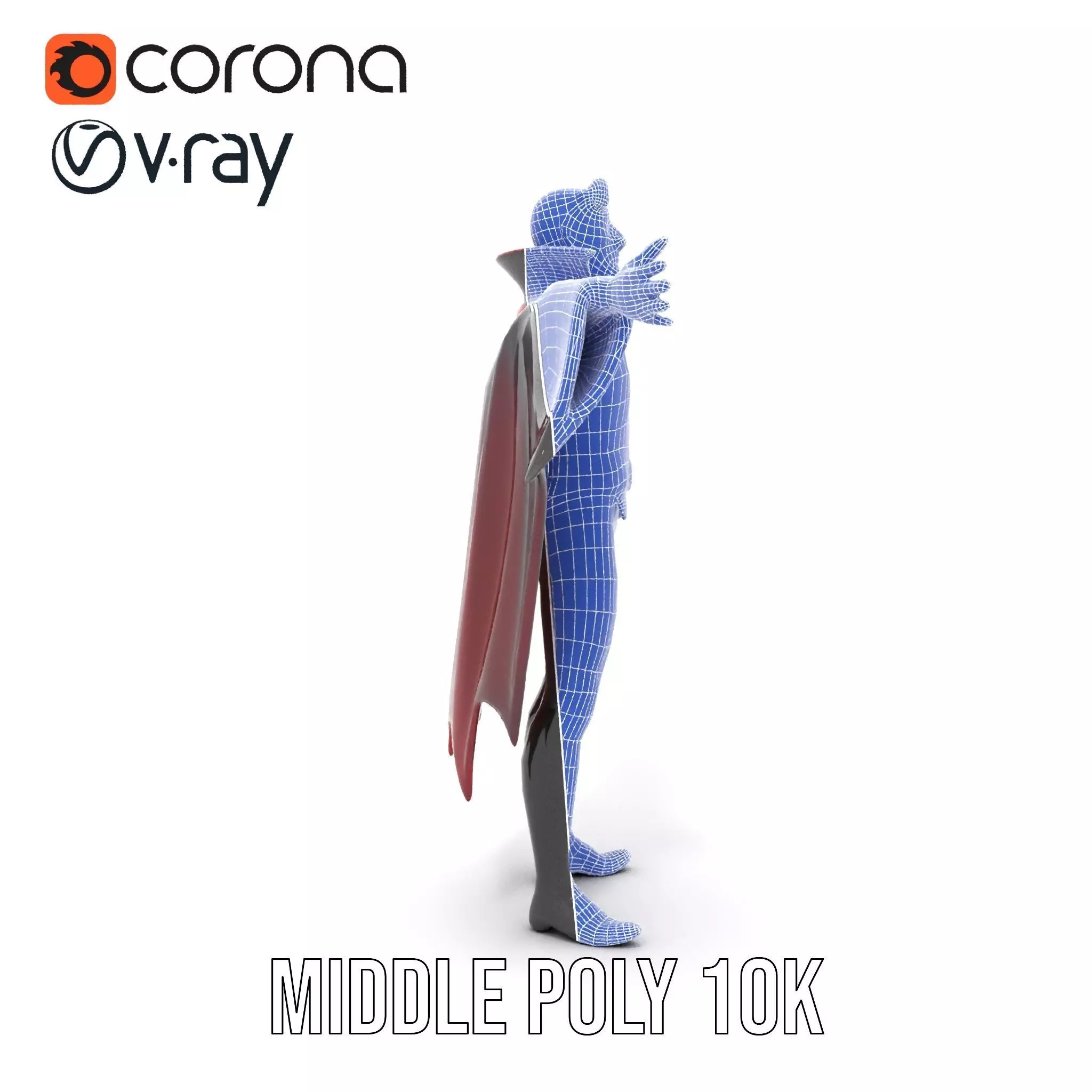 Vampire Character Model Pack with Iconic Cape Design Low-poly 3D model_12