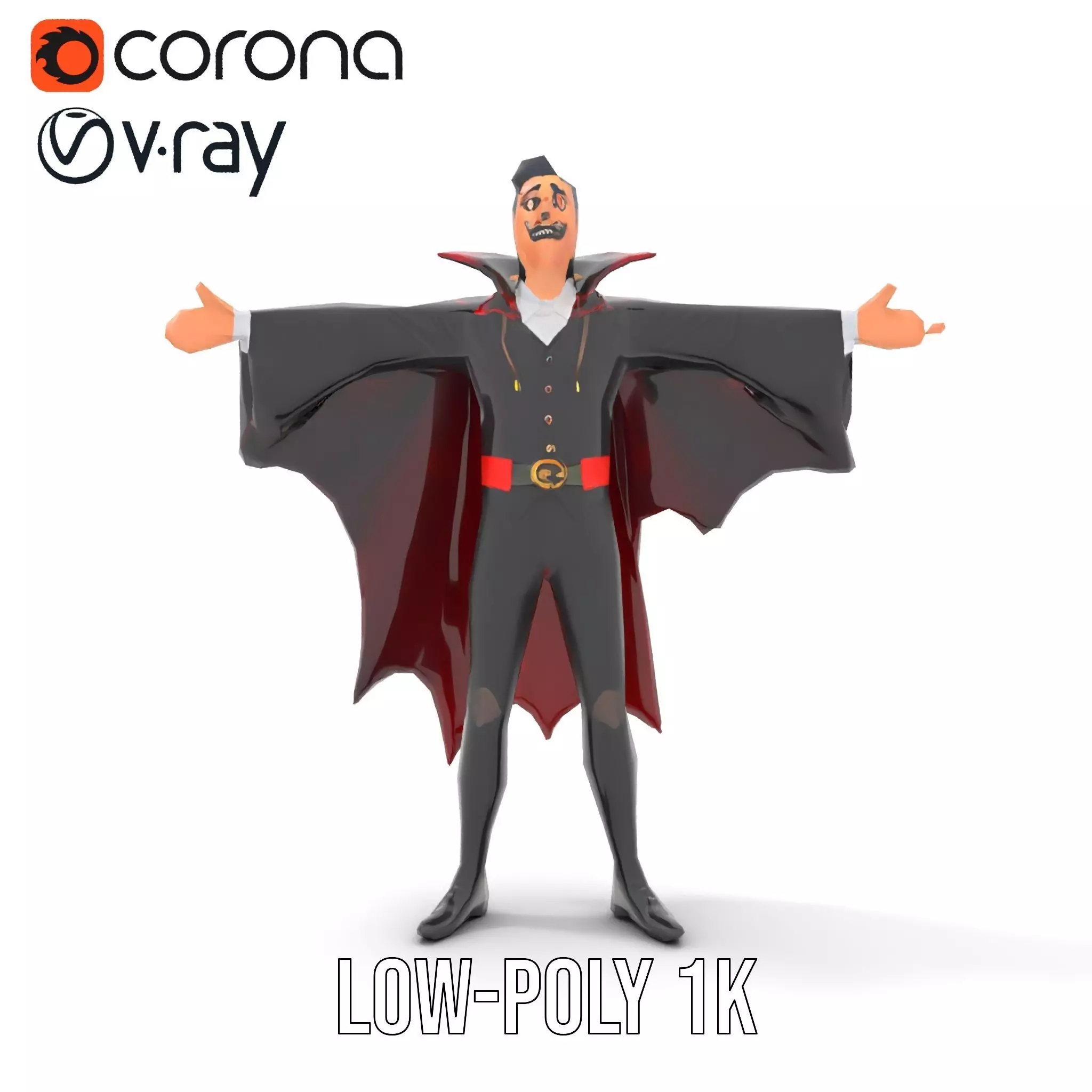 Vampire Character Model Pack with Iconic Cape Design Low-poly 3D model_19