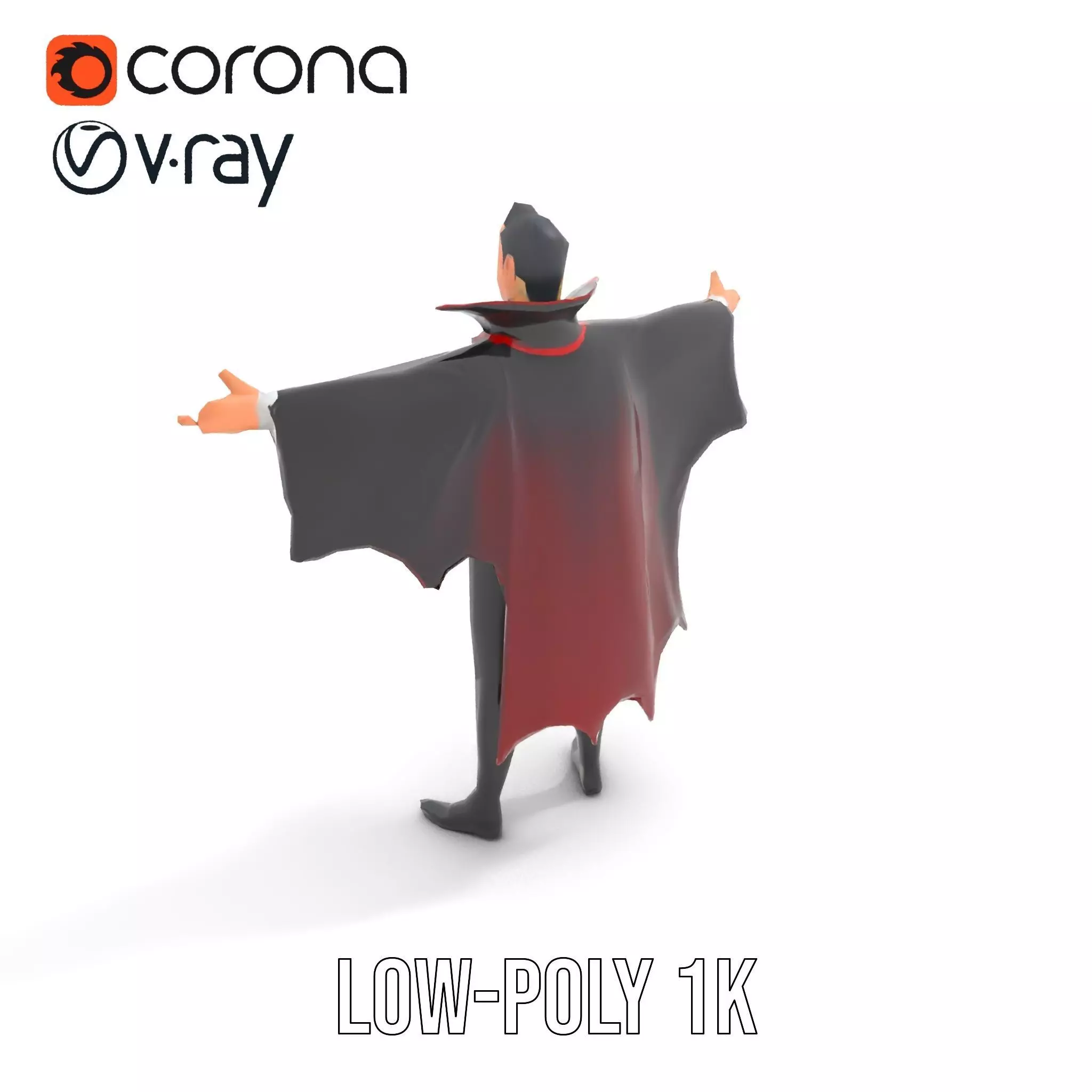 Vampire Character Model Pack with Iconic Cape Design Low-poly 3D model_13