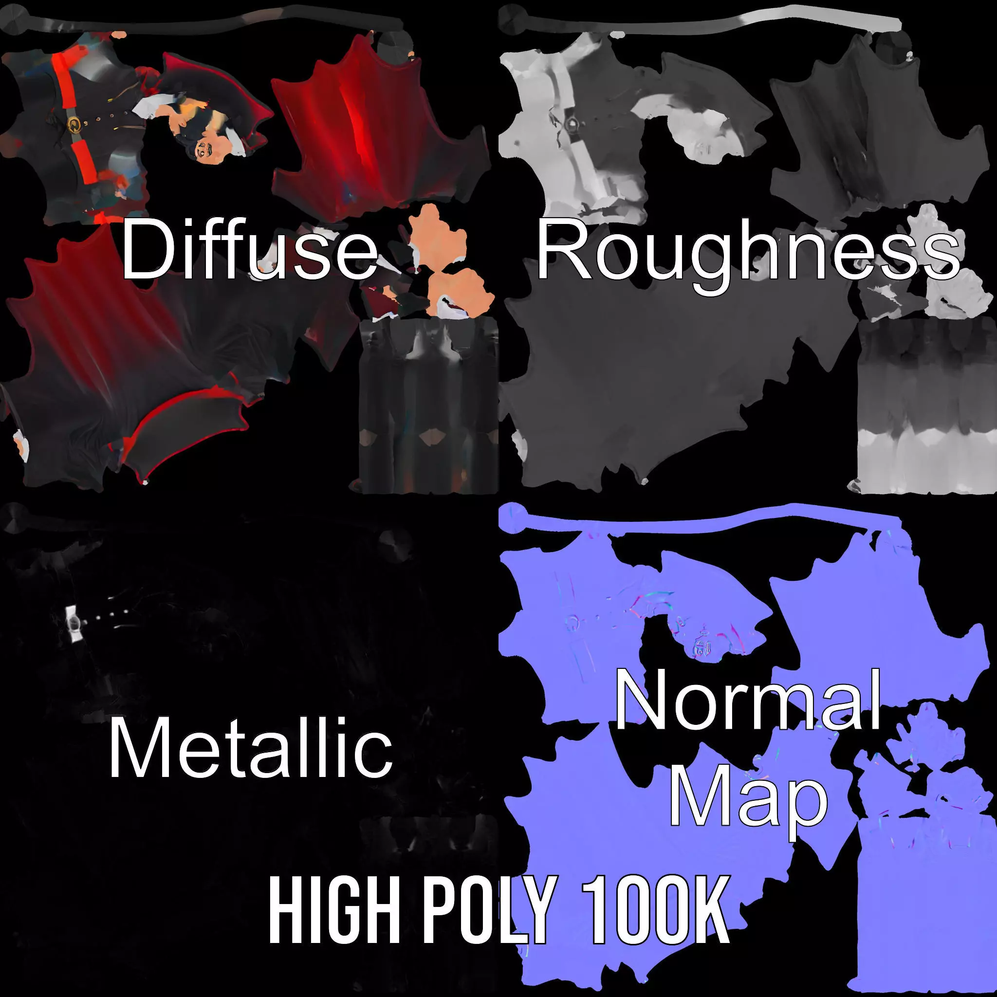 Vampire Character Model Pack with Iconic Cape Design Low-poly 3D model_3