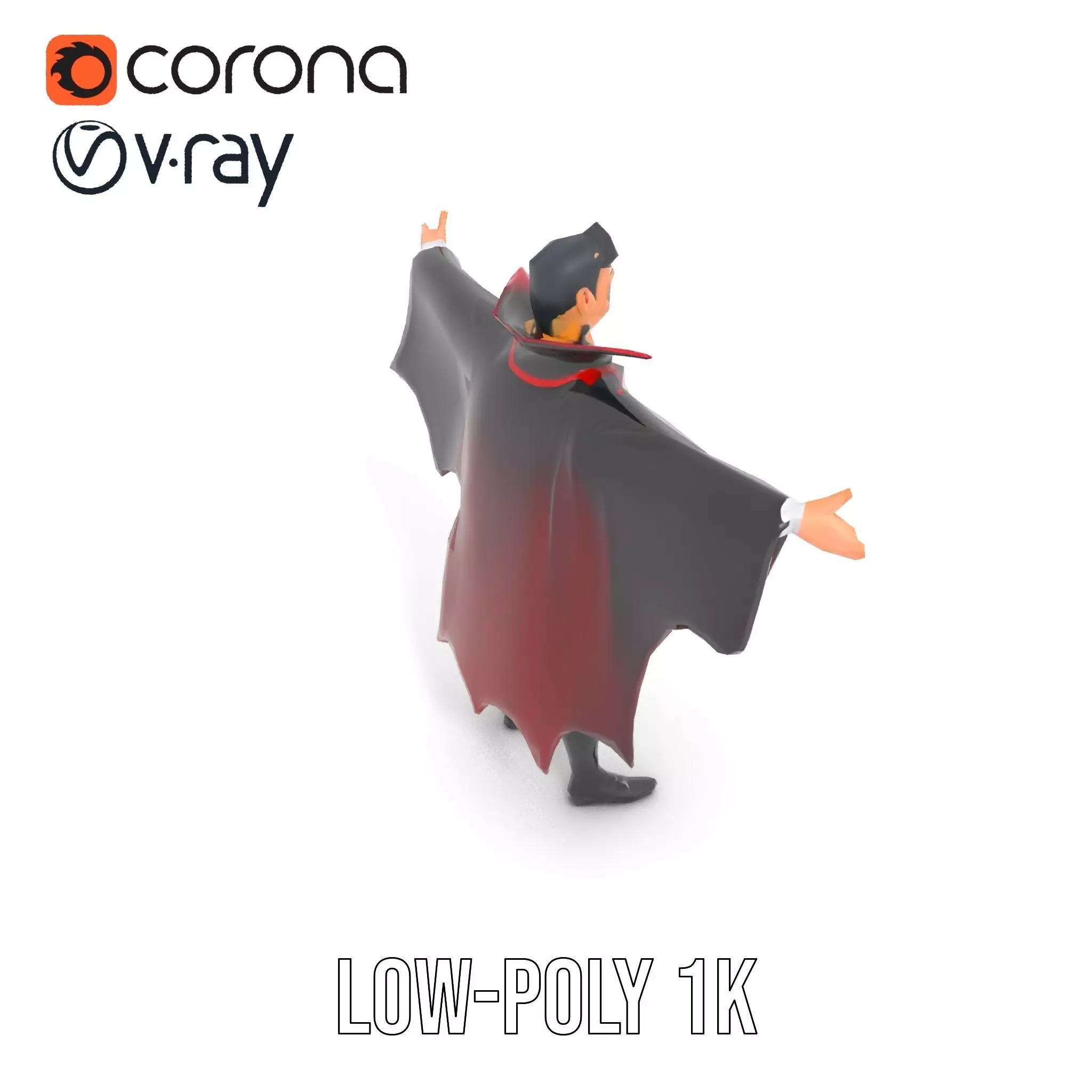 Vampire Character Model Pack with Iconic Cape Design Low-poly 3D model_10