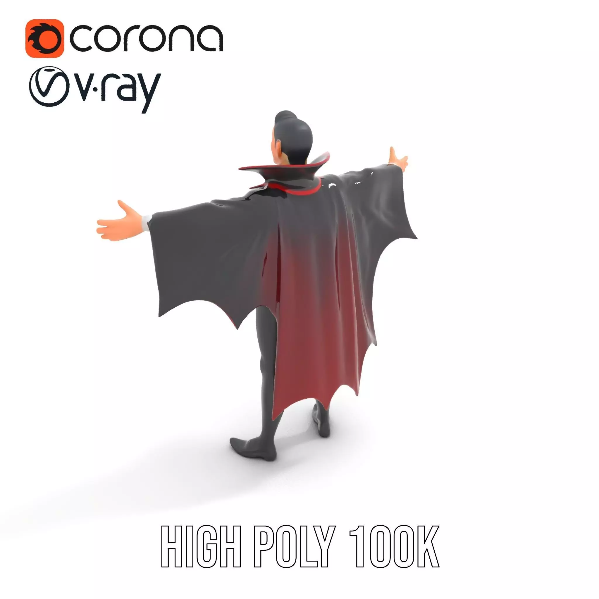 Vampire Character Model Pack with Iconic Cape Design Low-poly 3D model_25