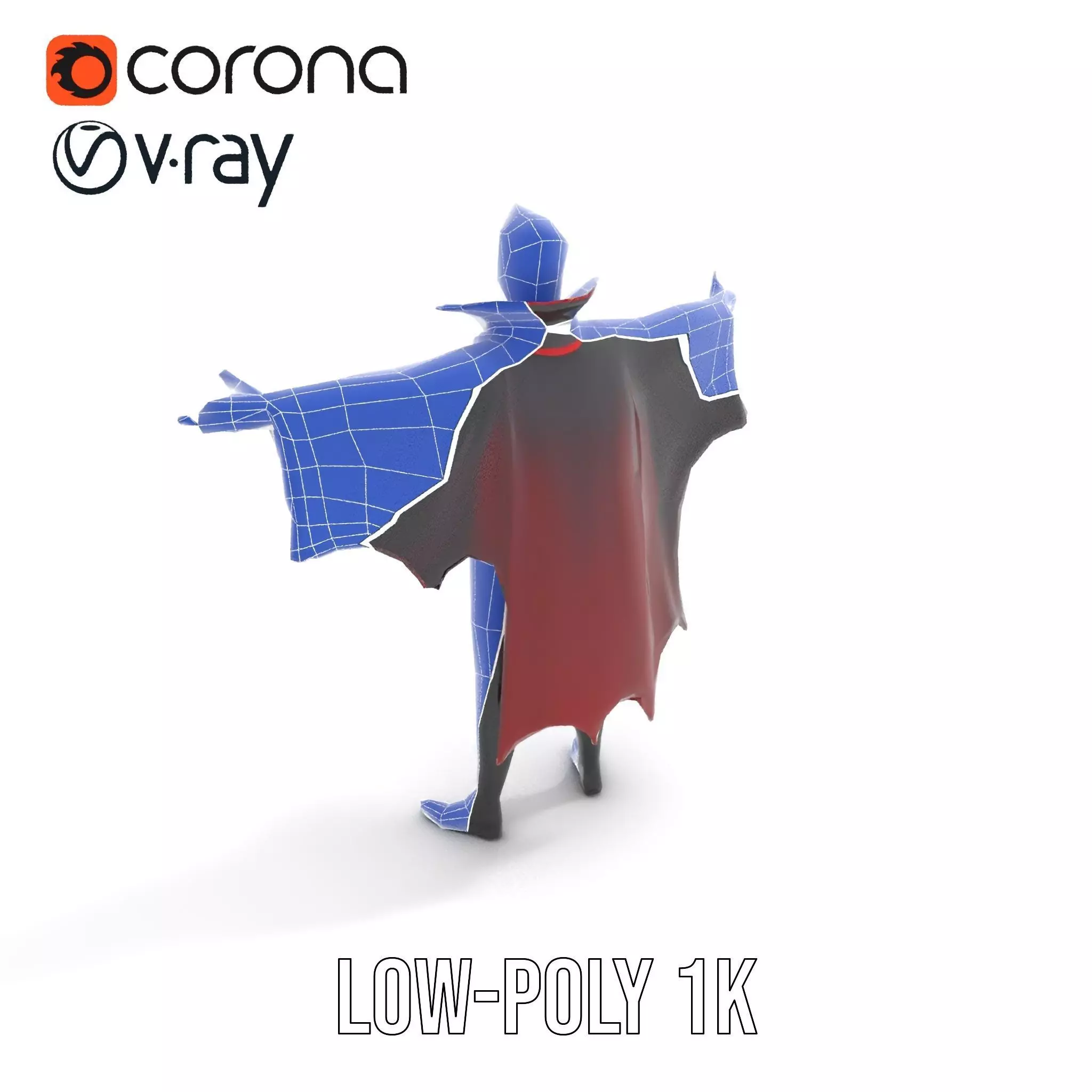 Vampire Character Model Pack with Iconic Cape Design Low-poly 3D model_8