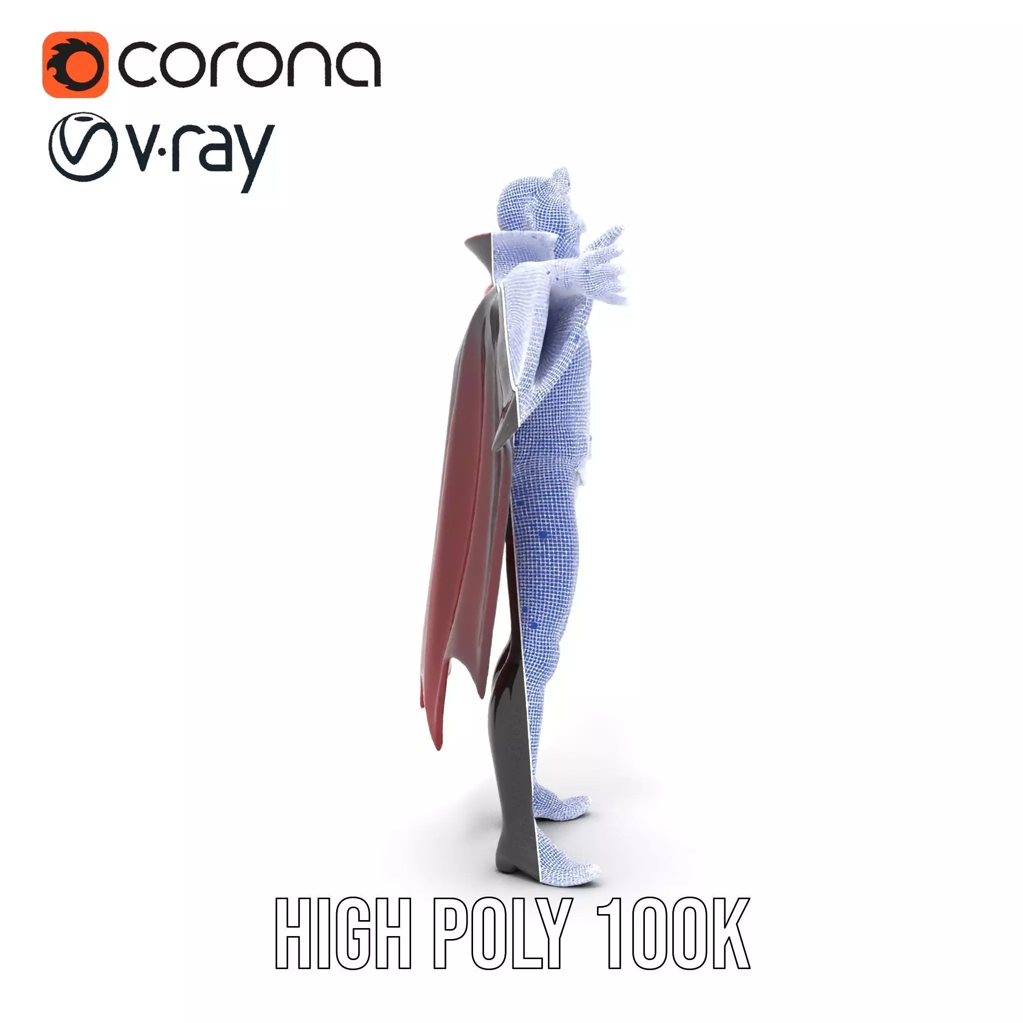 Vampire Character Model Pack with Iconic Cape Design Low-poly 3D model_33