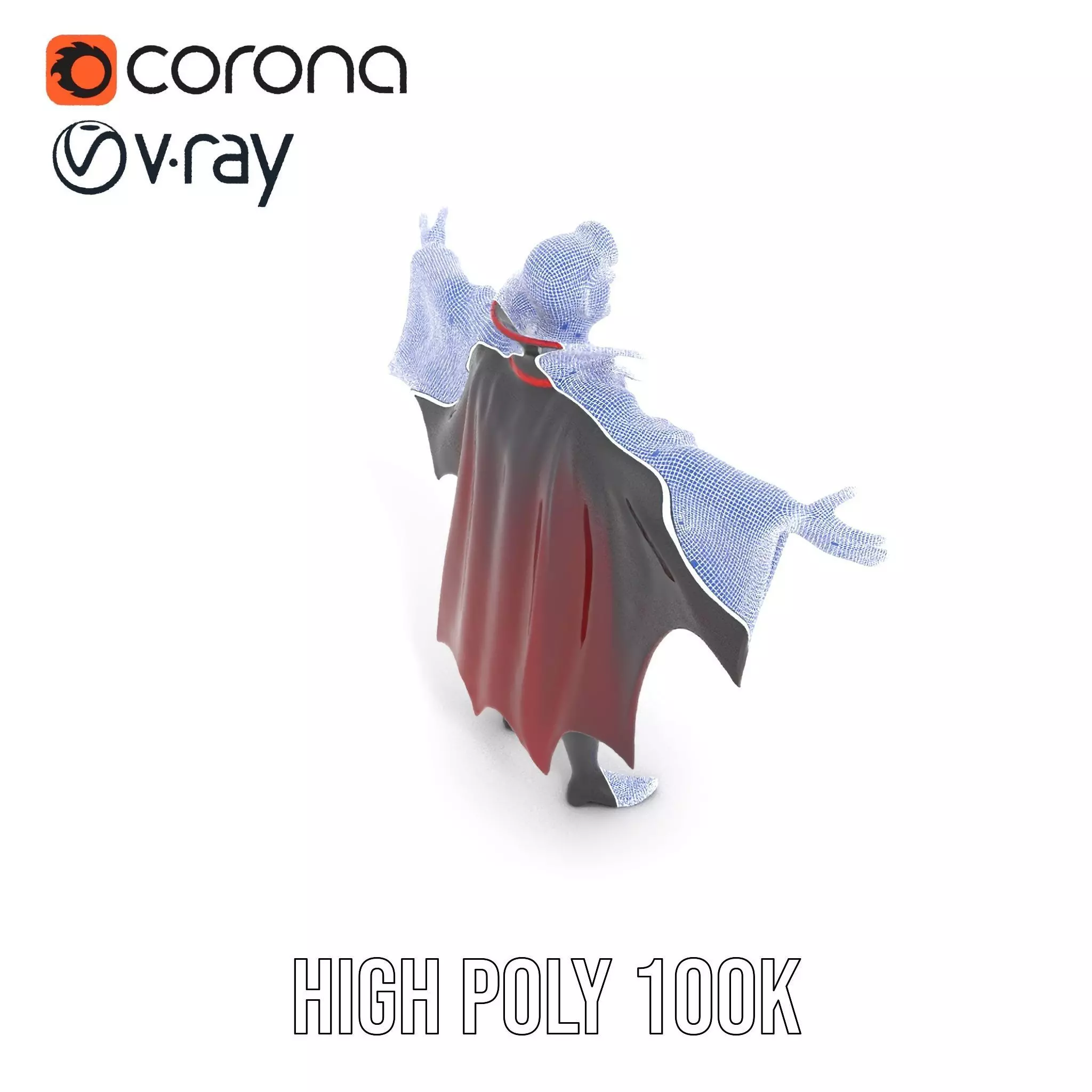 Vampire Character Model Pack with Iconic Cape Design Low-poly 3D model_31