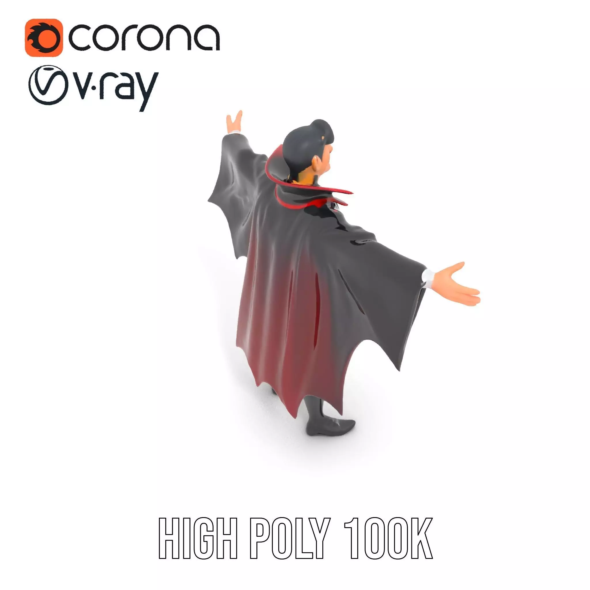 Vampire Character Model Pack with Iconic Cape Design Low-poly 3D model_17