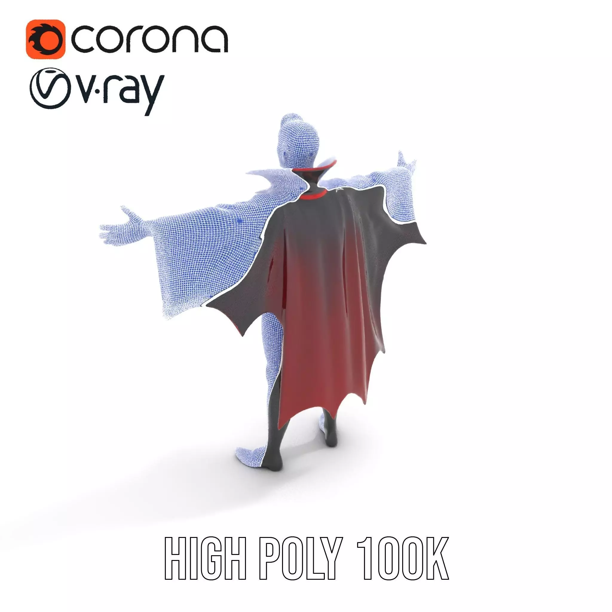 Vampire Character Model Pack with Iconic Cape Design Low-poly 3D model_32