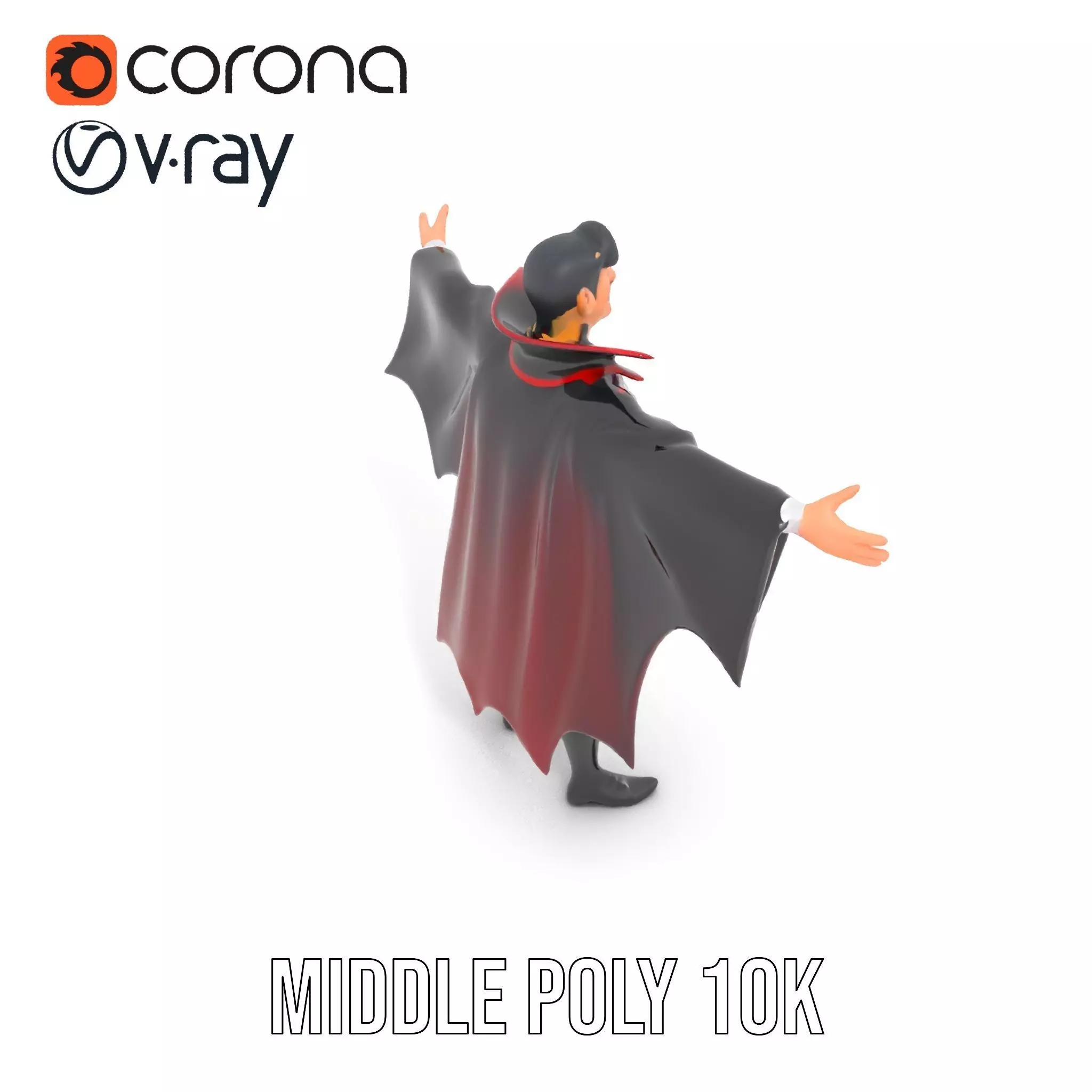 Vampire Character Model Pack with Iconic Cape Design Low-poly 3D model_9