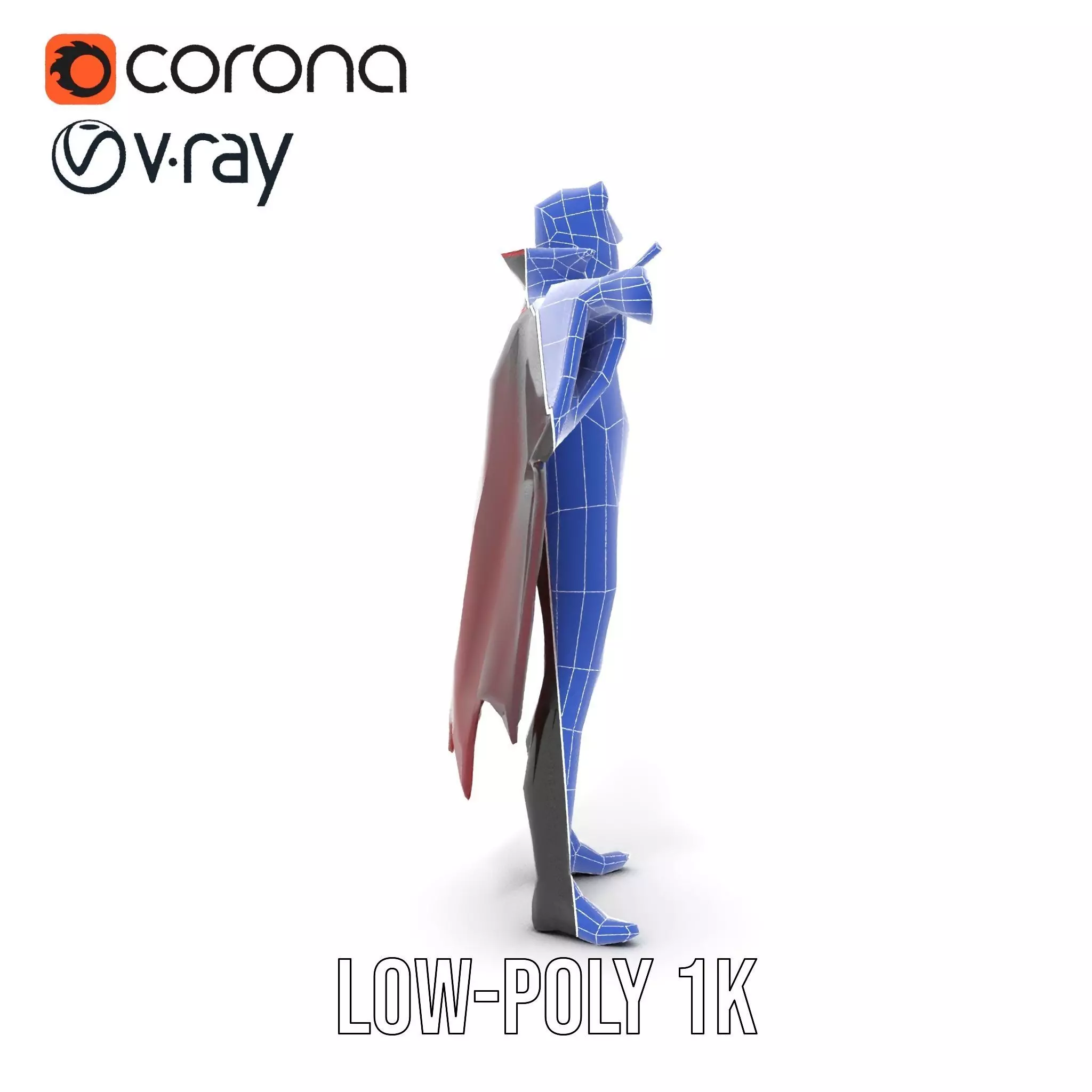 Vampire Character Model Pack with Iconic Cape Design Low-poly 3D model_30