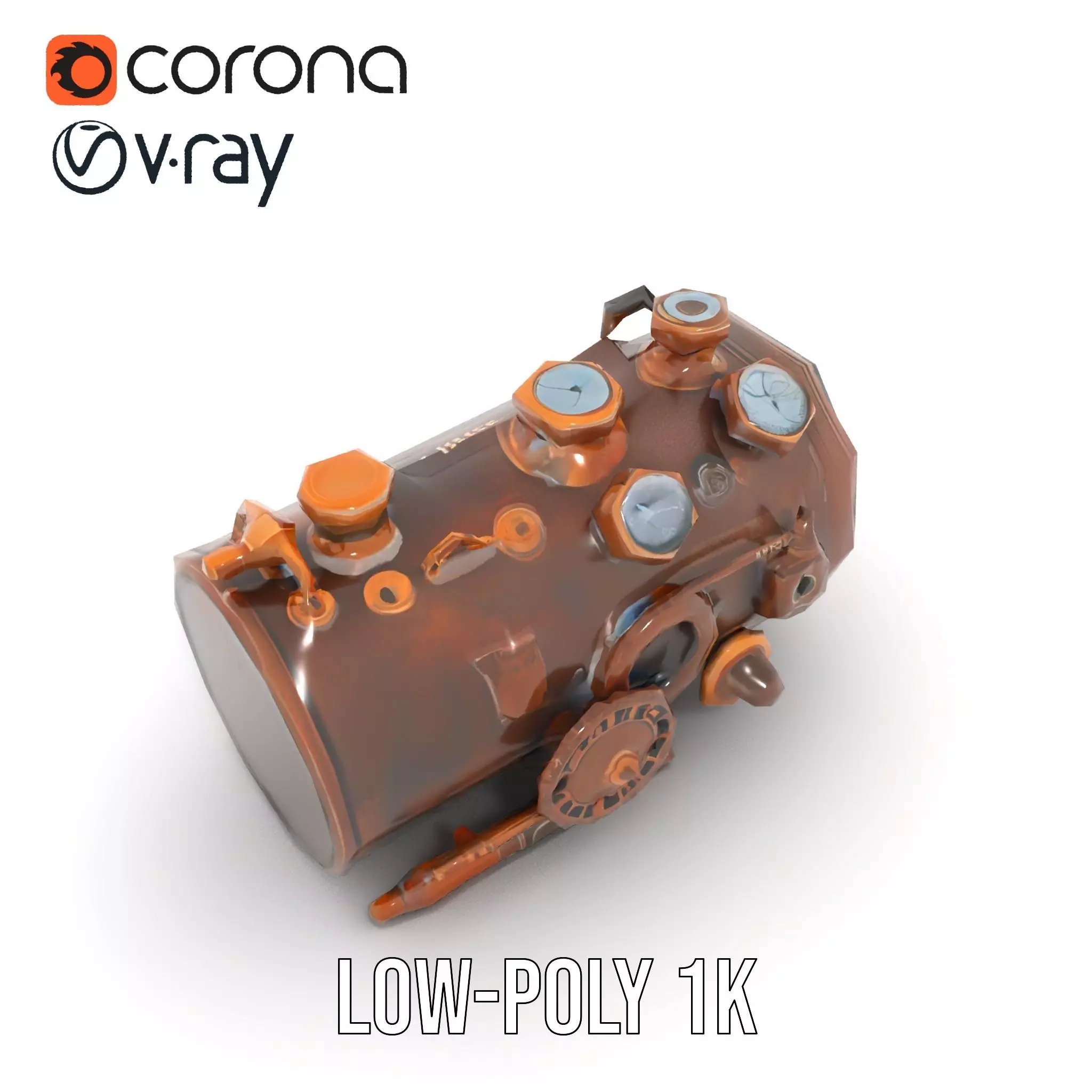 Steampunk Engine Gauge model pack Low-poly 3D model_9