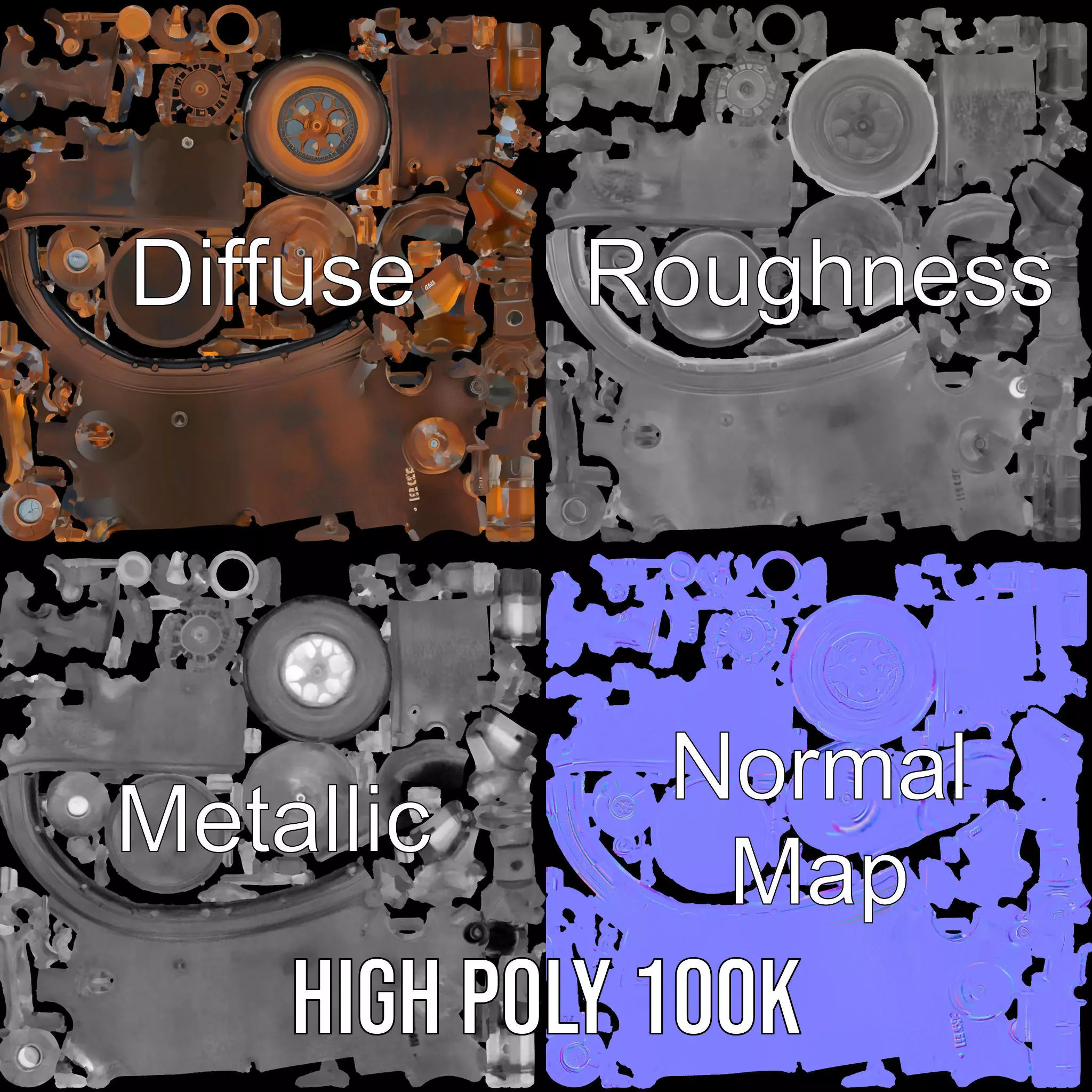 Steampunk Engine Gauge model pack Low-poly 3D model_3