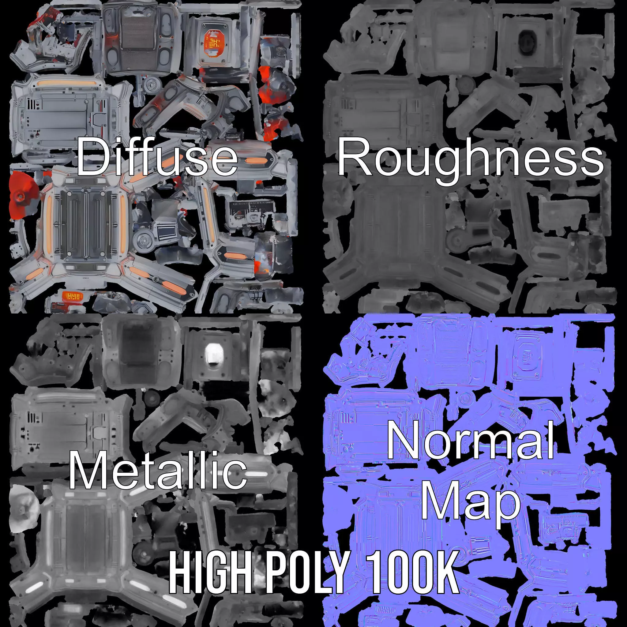 Futuristic Energy Generator Model Pack Low-poly 3D model_3