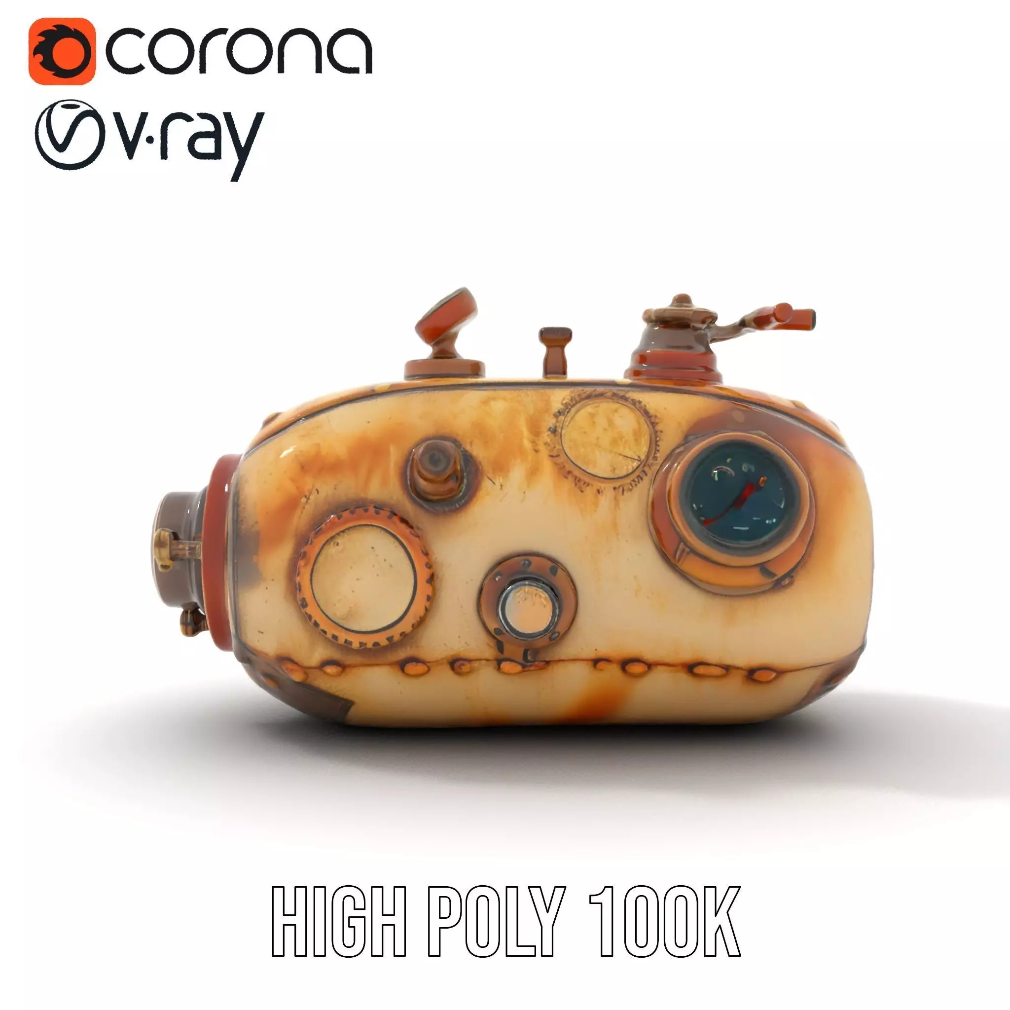 Steampunk Machinery Model Pack with Detailed Components Low-poly 3D model_23