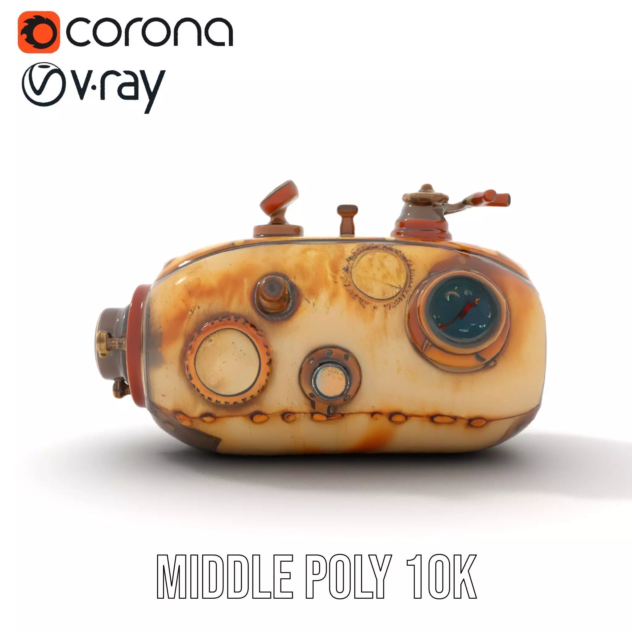 Steampunk Machinery Model Pack with Detailed Components Low-poly 3D model_13
